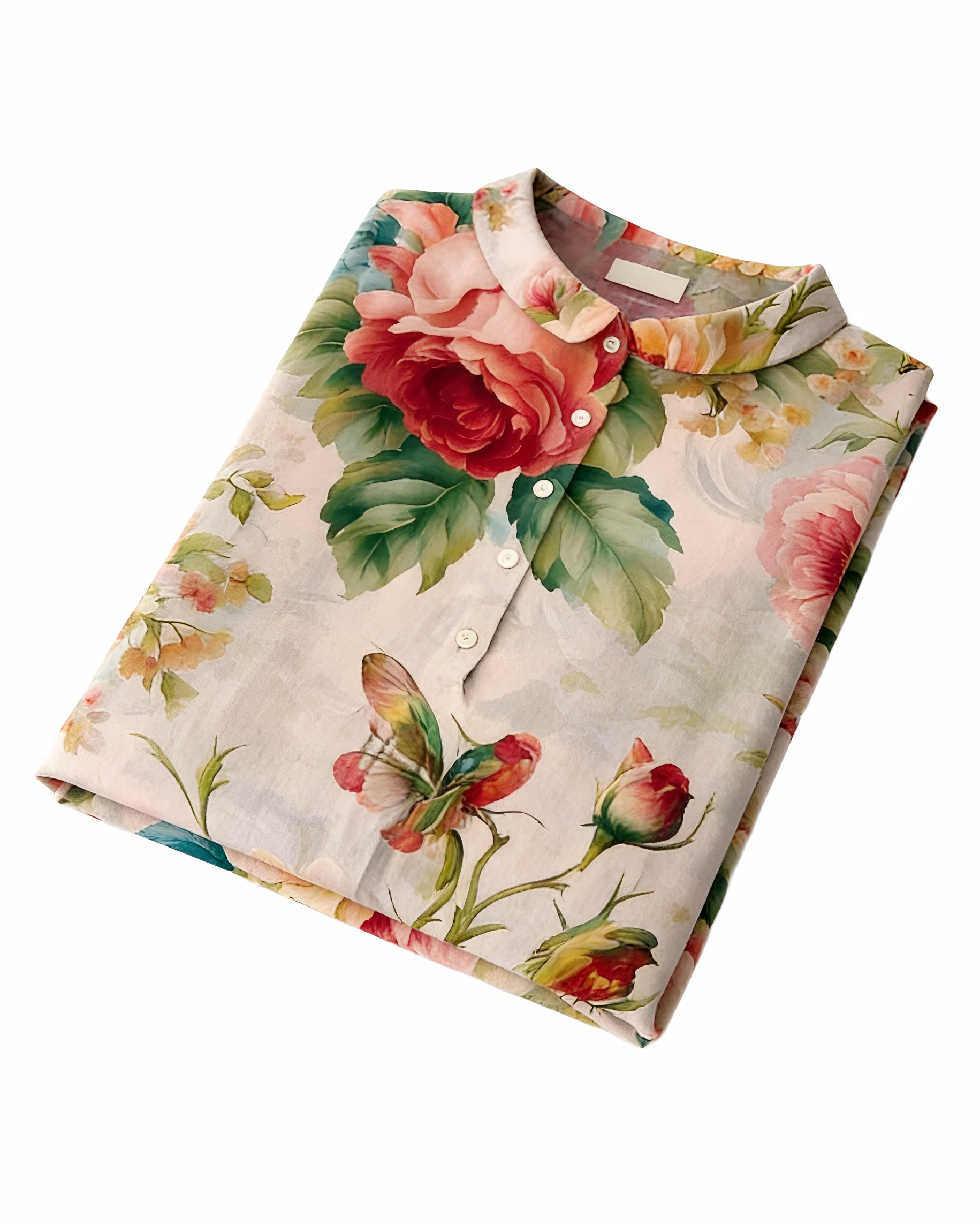 Vintage Floral Print Peter Pan Collar Long Sleeve Shirt