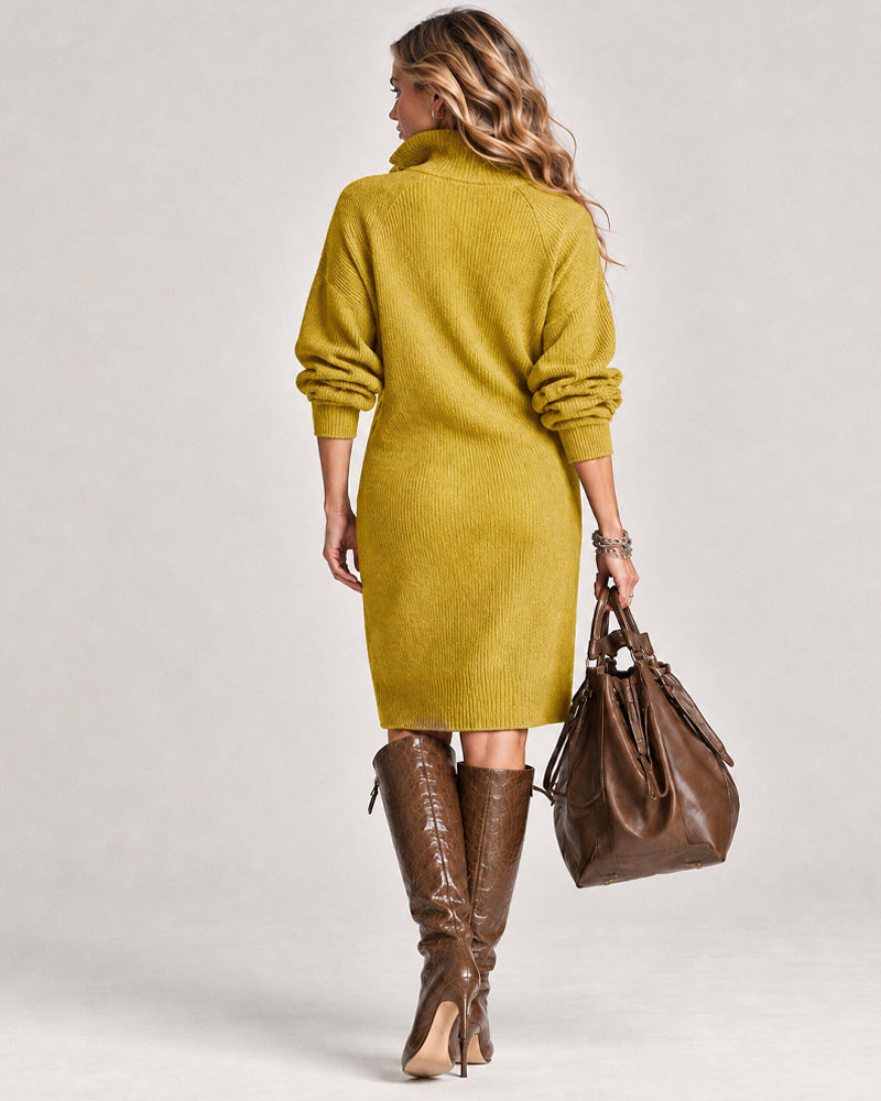 Casual Knitted Stand Collar Long Dress