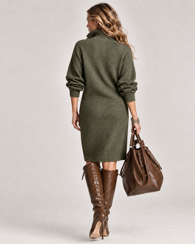 Casual Knitted Stand Collar Long Dress