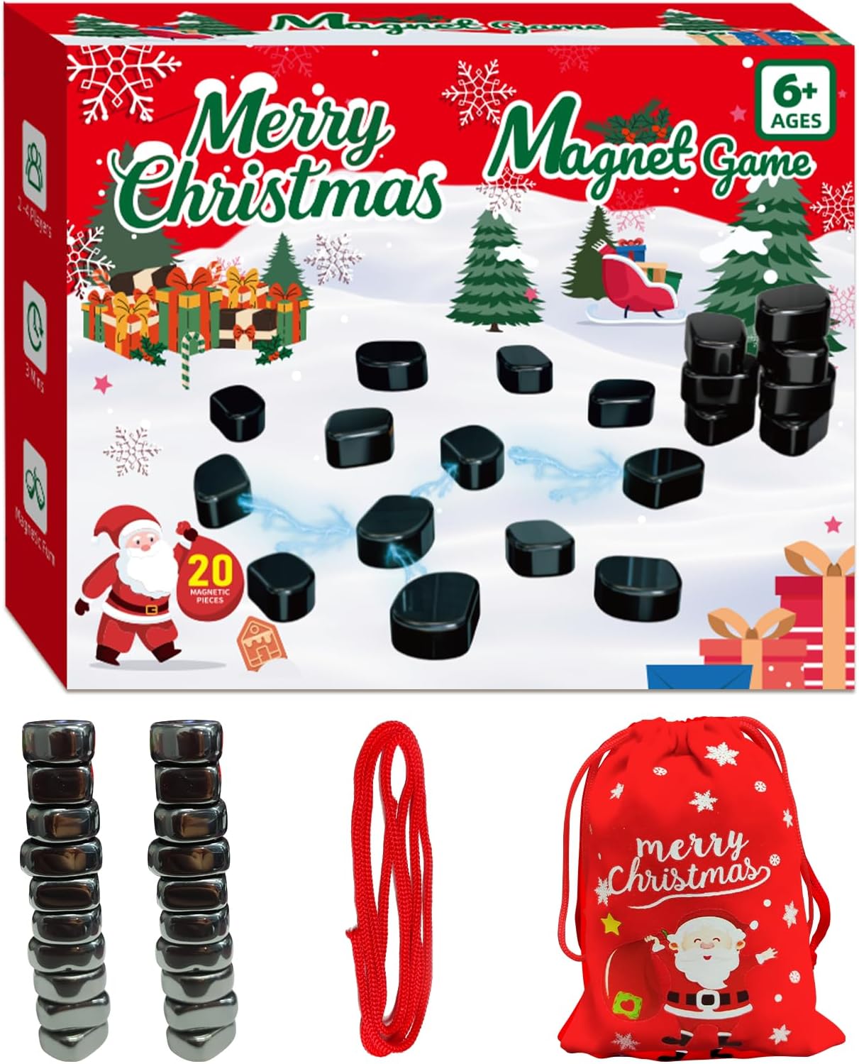 Magnet Game, Family Games for Kids and Adults, Board Games for Adults and Kids 8-12, Magnetic Game with String for Family Games Night, Christmas Version