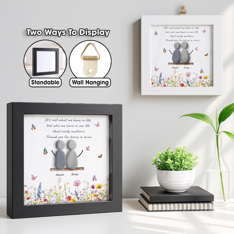 Pebble Friendship Frame ,Timeless Friendship gift, Keepsake,Christmas Tree Hanging Gift,Best Friend Pebble frame Decor, Gift for Friends