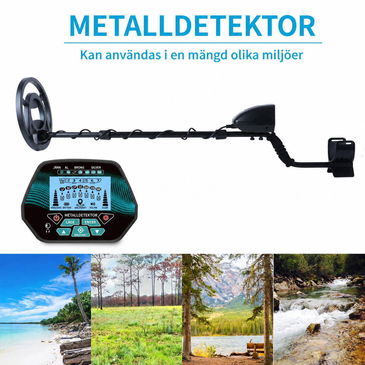 GT3028 underjordiska metalldetektor erbjuder mångsidig detektering på olika typer av terräng.