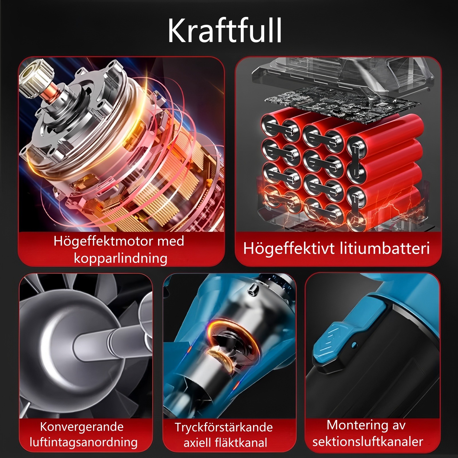 2 batterier trådlös litium elektrisk hårtork kraftfull dammblåsare blåser upp fallna löv och snö