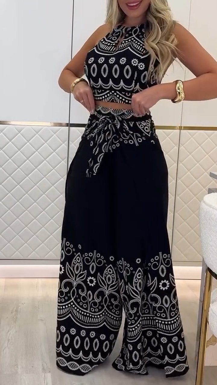 Women's Vintage Printed Holiday Casual Three-Piece Suits