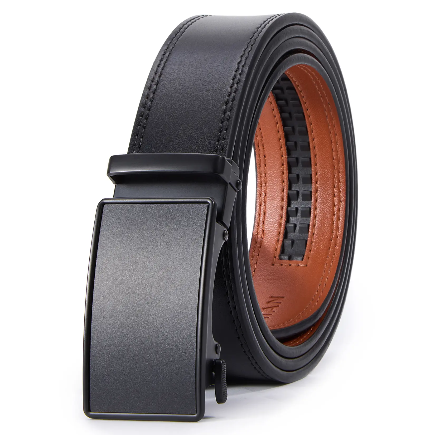 【Flash Sale】Men's Cowhide Elastic Adjustable Waist Leather Belt, Modern Easy-Release Ratchet Buckle, Elegant Design for Dress & Casual Wear, Men's Accessories, Gifts for Boyfriend, Gift Box Included, Leather Belts, Adjustable Waist Belt