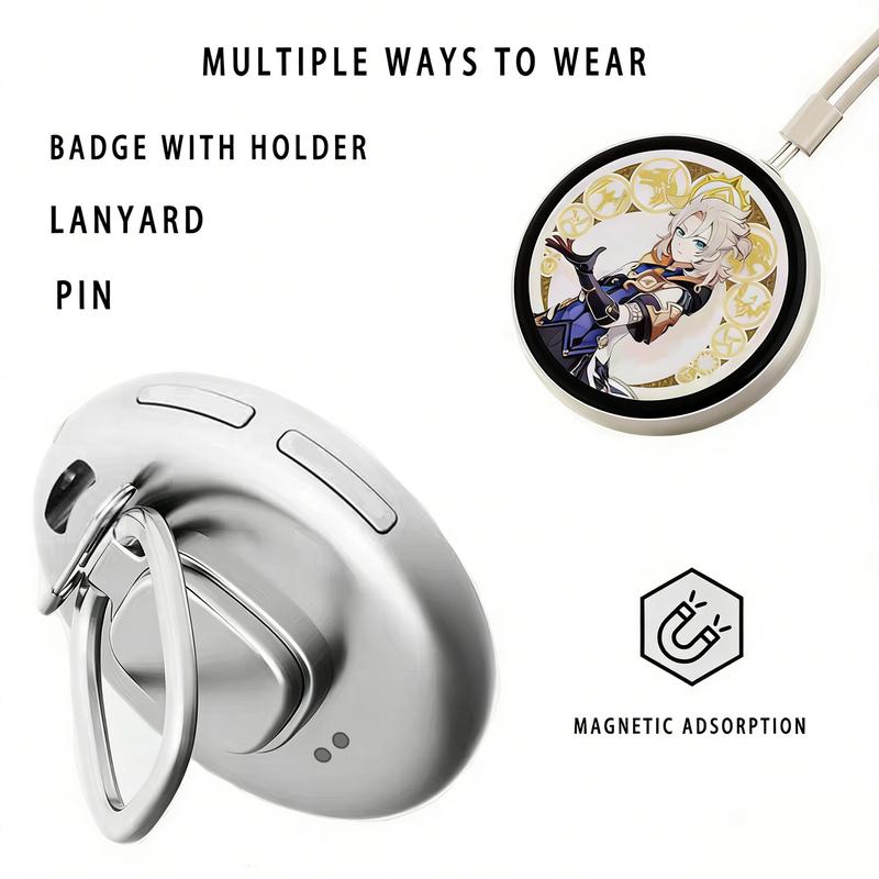 This digital badge can display photos, videos, and GIF animations.  It features a pixel touchscreen, is lightweight and portable, has a long-lasting 500mAh battery, and is multi-functional.  It's perfect for anime and gaming enthusiasts and makes an ideal