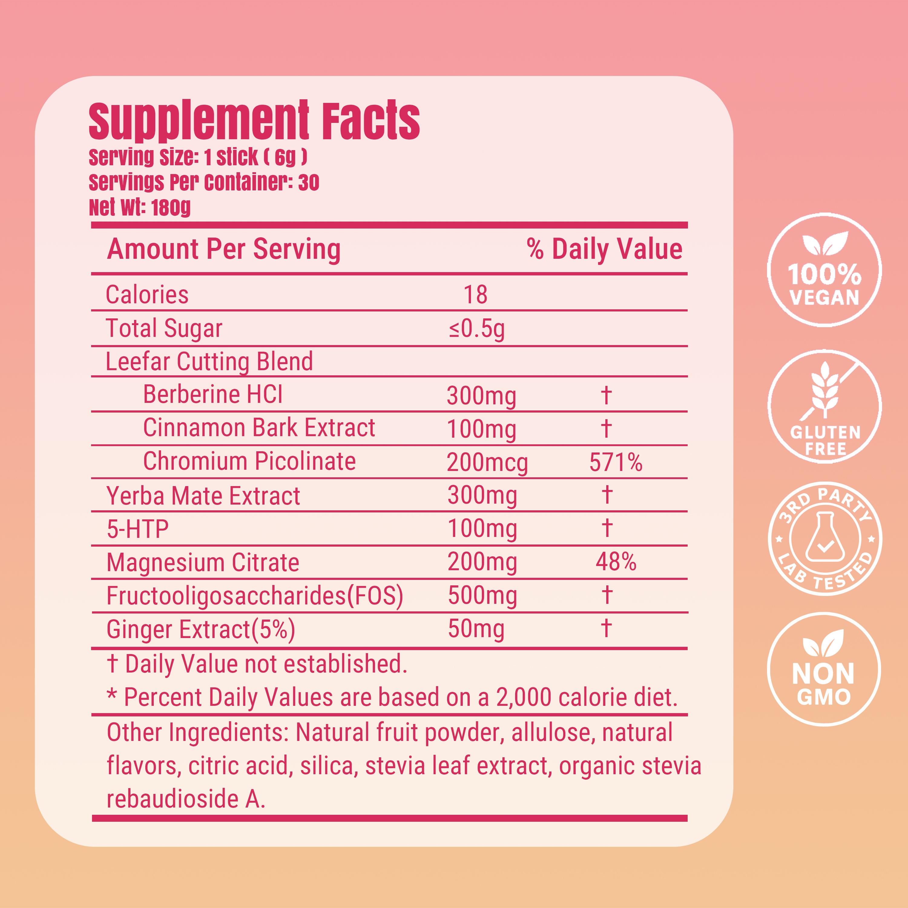 【Buy 3 Get 1 Gift Free】-LeeFar Cutting Drink Mix – Berberine, Chromium, 5-HTP, Yerba Mate & Magnesium | Strawberry Açaí Flavor – 30 Servings 【Buy 3 Get 1 Gift Free】-LeeFar Cutting Drink Mix – Berberine, Chromium, 5-HTP, Yerba Mate & Magnesium | Strawberry Açaí Flavor – 30 Servings