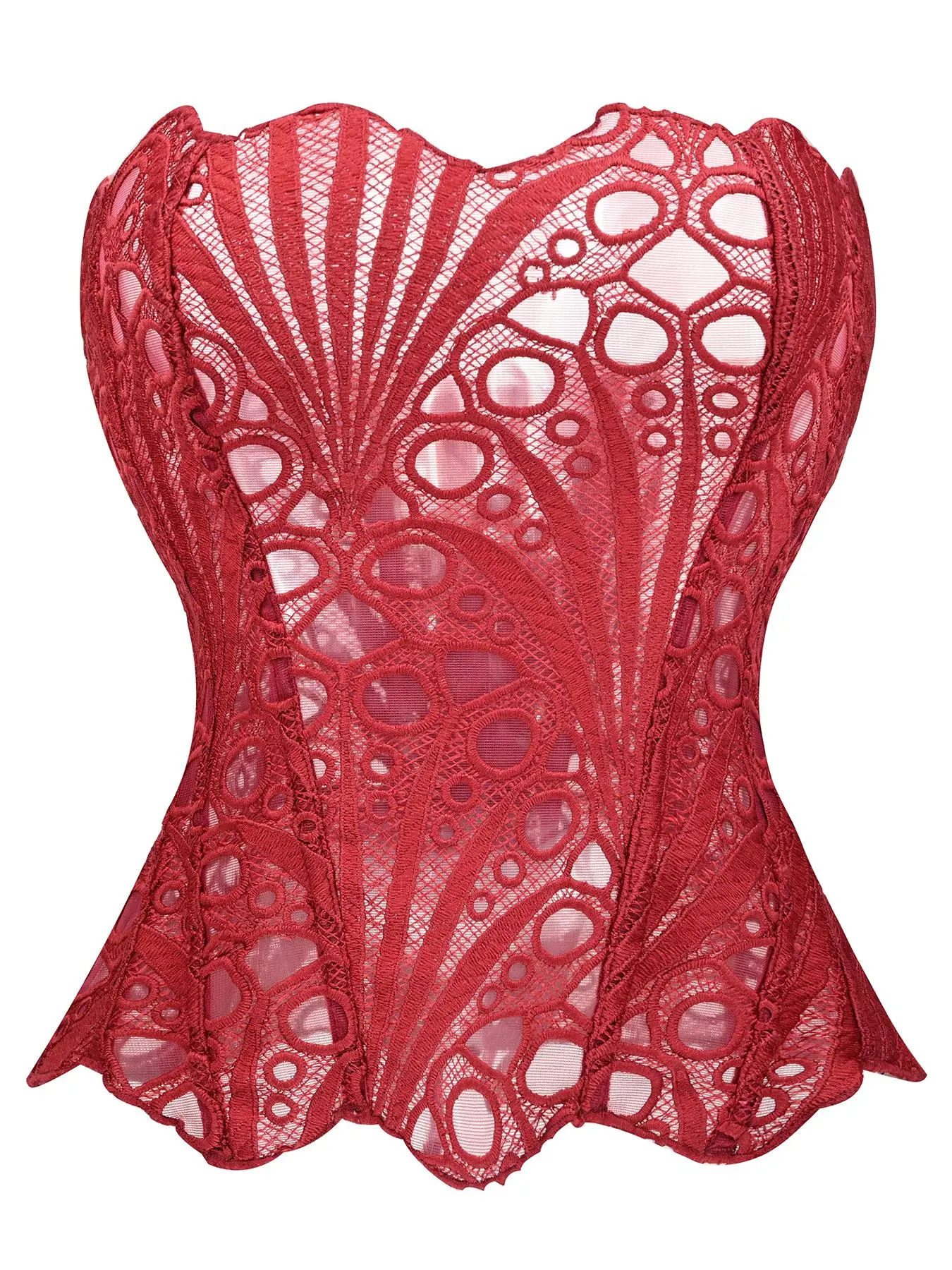 Elegant Color-Block Lace Corset Top — Women's Tummy-Control Shapewear