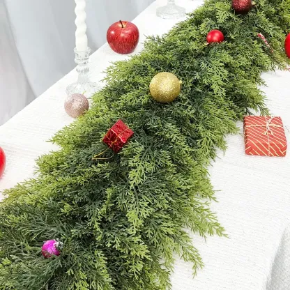 Artificial Cedar Garland — Crafted with "real-touch" technology; perfect for home decor, Christmas displays, and festive decorations for living rooms or outdoor spaces—a must-have for your Christmas wish list.