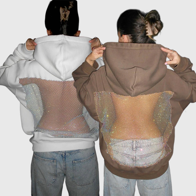 Backstage Crystal-Mesh Hoodie