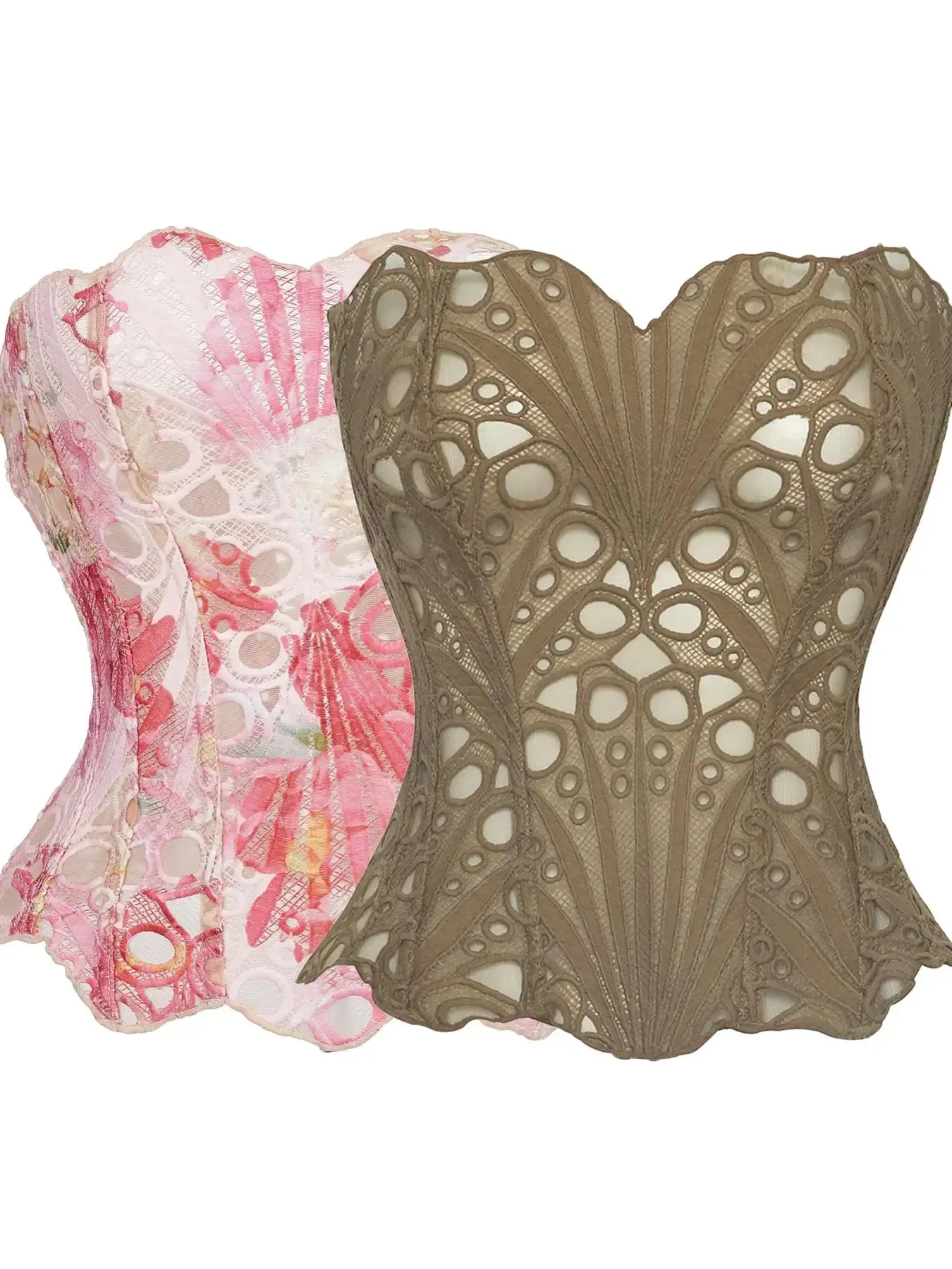 Elegant Color-Block Lace Corset Top — Women's Tummy-Control Shapewear