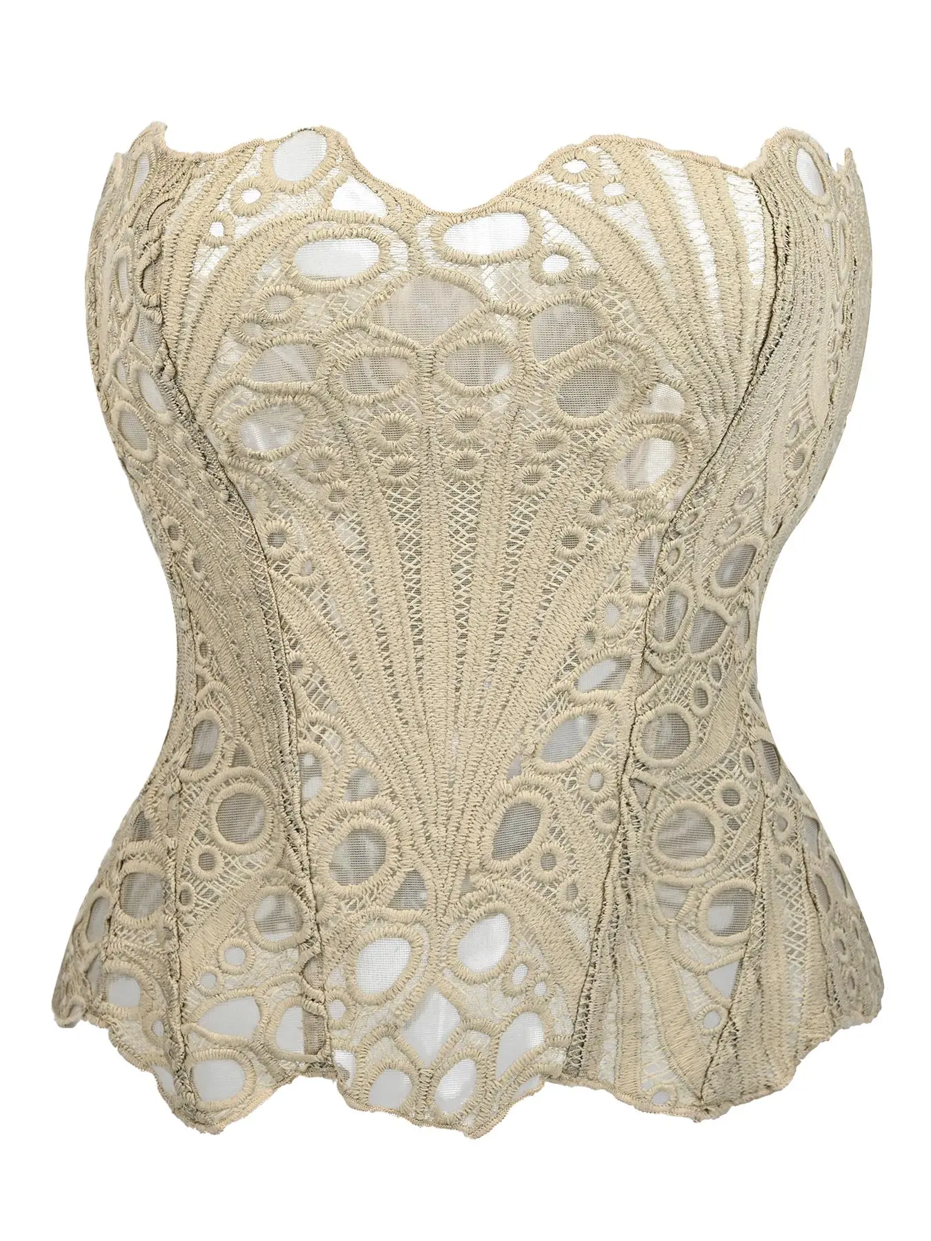 Elegant Color-Block Lace Corset Top — Women's Tummy-Control Shapewear