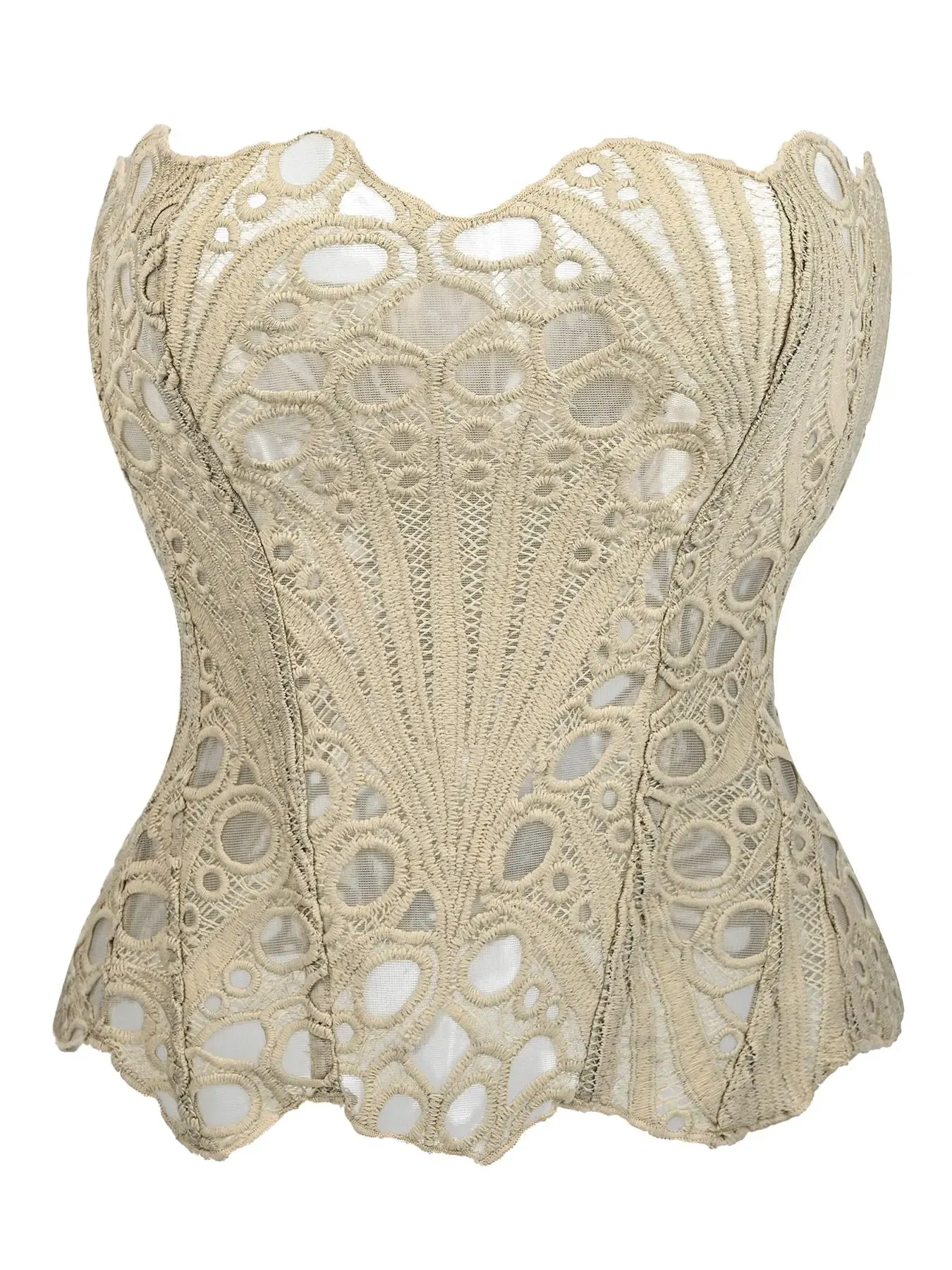 Elegant Color-Block Lace Corset Top — Women's Tummy-Control Shapewear