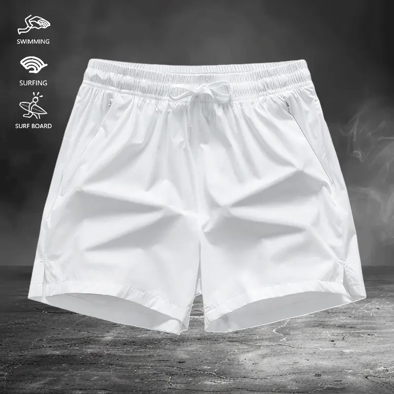 Men’s  with zipper pockets, regular fit, casual drawstring waist—breathable athletic  suitable for summer outdoor wear, ideal for everyday activities and vacations, and appropriate for all seasons. Men's Breathable Shorts Solid Color
