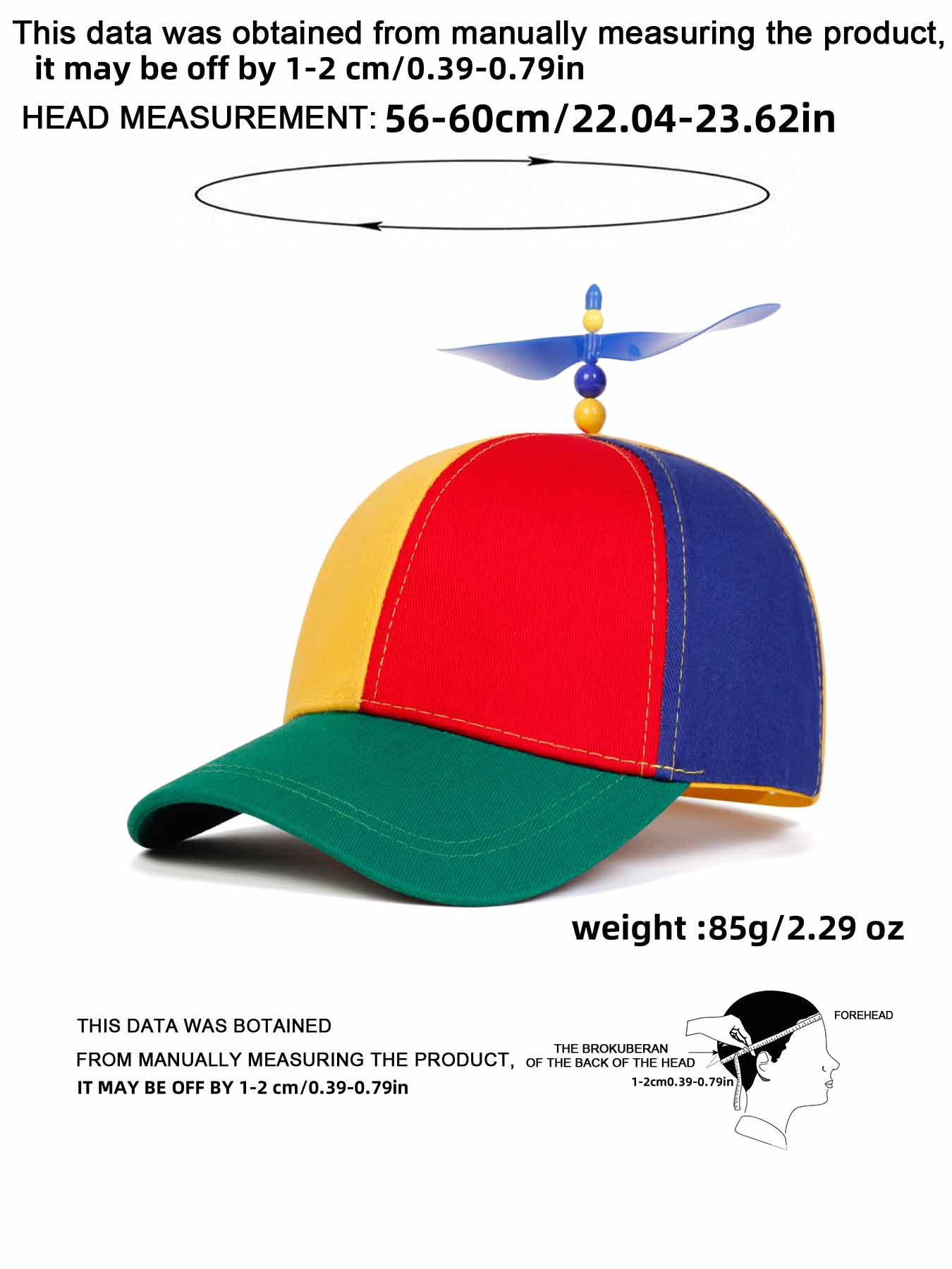Adult Propeller Hat Unisex Adjustable Rainbow Helicopter Style Headwear Funny Hat Fun Holiday Accessory Unique Party Costume Cap