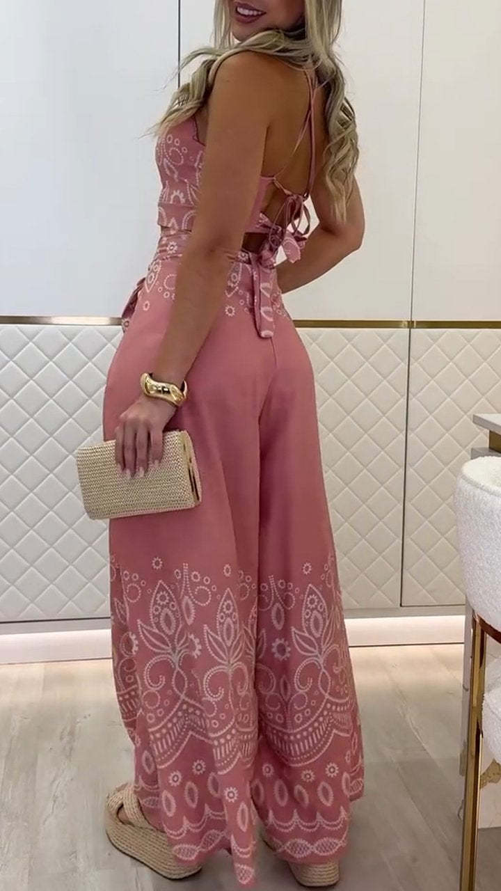 Women's Vintage Printed Holiday Casual Three-Piece Suits