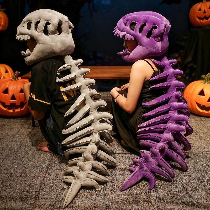 Dinosaur Skeleton Headgear Pillow, 4 Color Options Available, Unisex Cushion, Perfect for Party Cosplay and Sofa Lounging