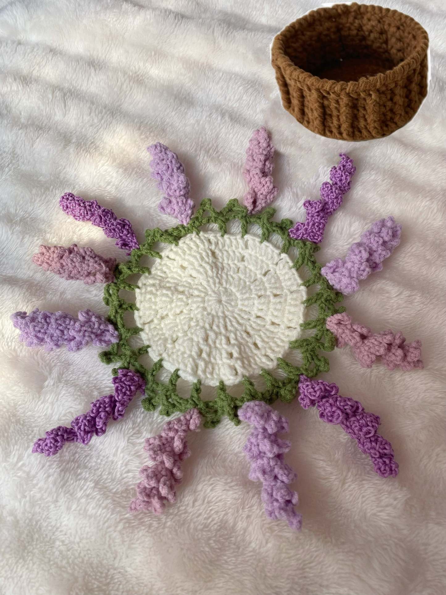 Handmade crochet flower pot coasters