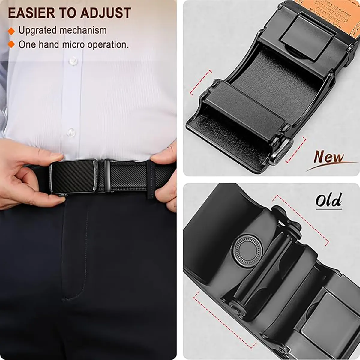 [WeeklyDeals]Adjustable Leather Belt for Men – Ratchet Buckle, Gift for Dad