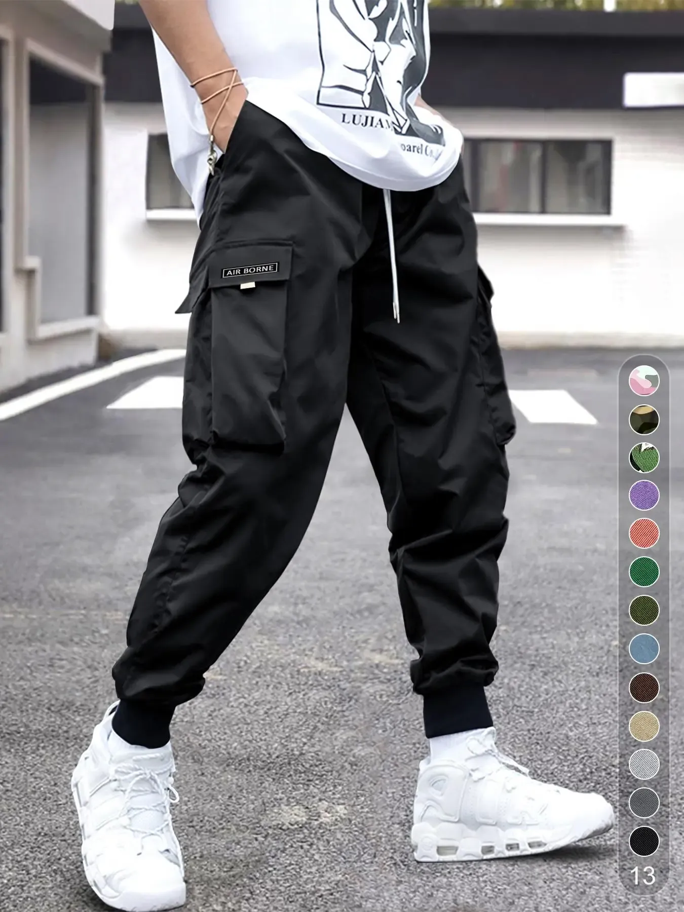 Men's Flap Pocket Drawstring Cargo Pants, Loose Drawstring Waist Jogger Trousers, Summer, Men Clothes, Please Purchase A Size Up