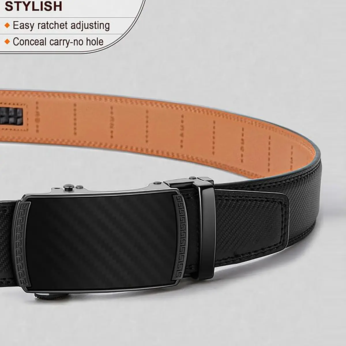 [WeeklyDeals]Adjustable Leather Belt for Men – Ratchet Buckle, Gift for Dad