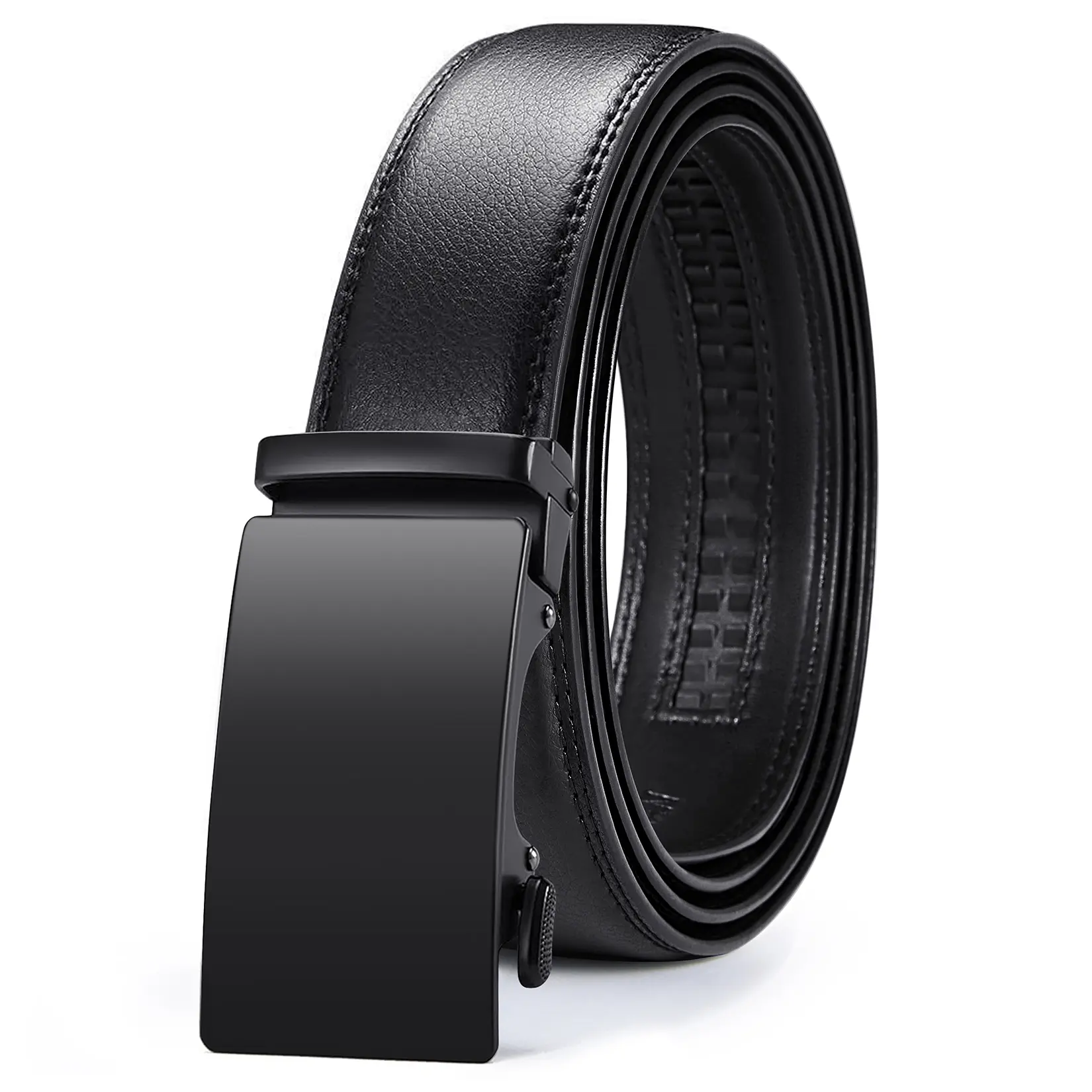 【Flash Sale】Men's Cowhide Elastic Adjustable Waist Leather Belt, Modern Easy-Release Ratchet Buckle, Elegant Design for Dress & Casual Wear, Men's Accessories, Gifts for Boyfriend, Gift Box Included, Leather Belts, Adjustable Waist Belt