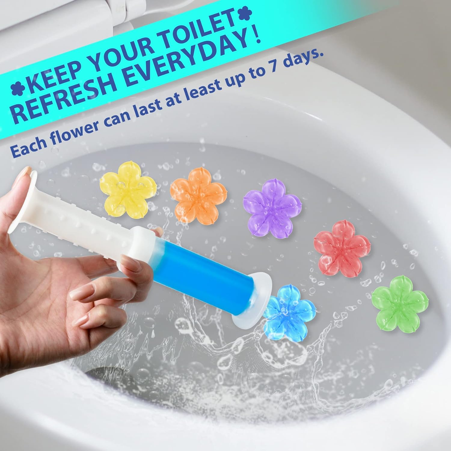 Toilet Gel Stamp, 6Pcs/72 Count Flower Fragrance Bathroom Deodorizer Bowl Cleaner Toilet Refills
