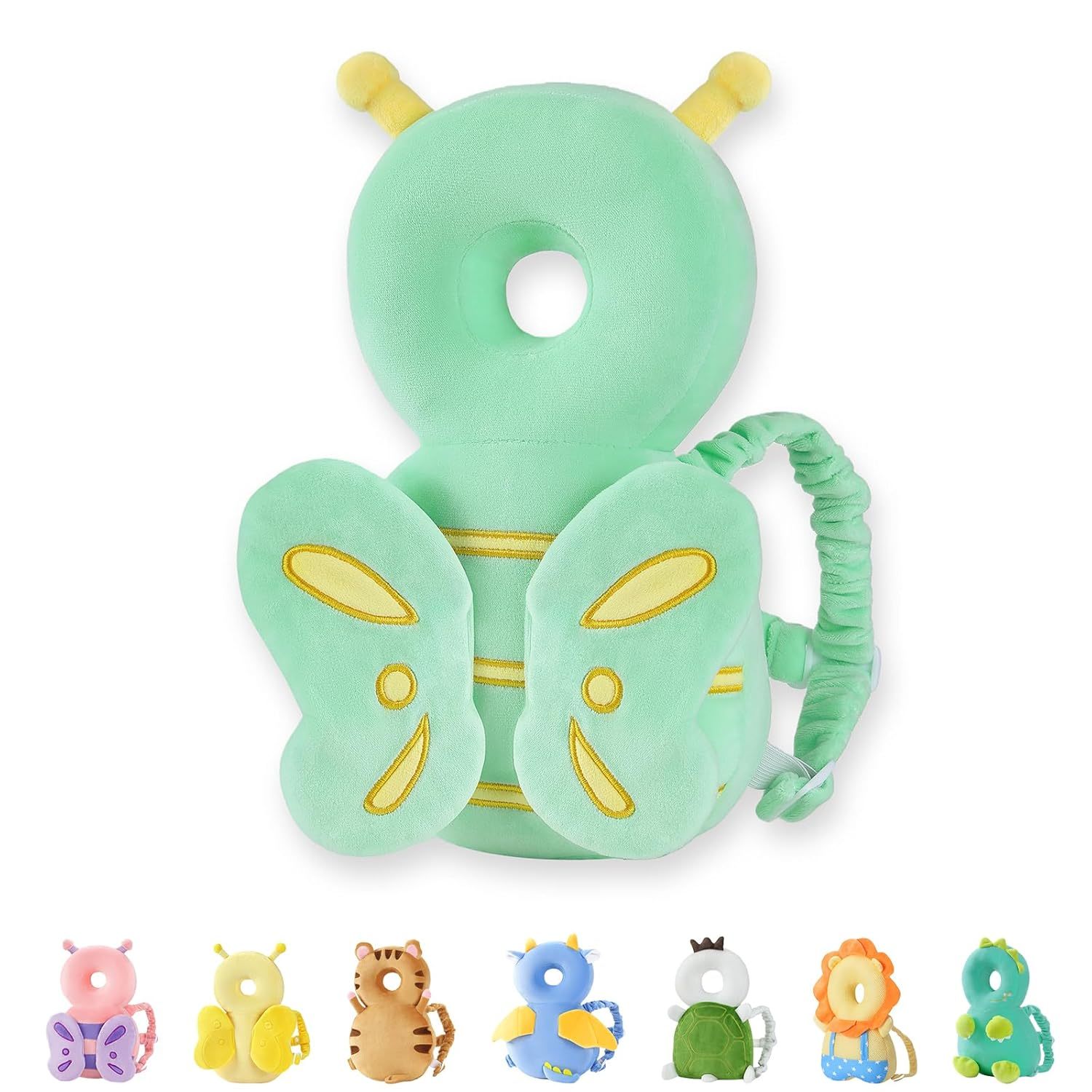 Baby head protection backpack, toddler anti-fall head protection pad, blue butterfly