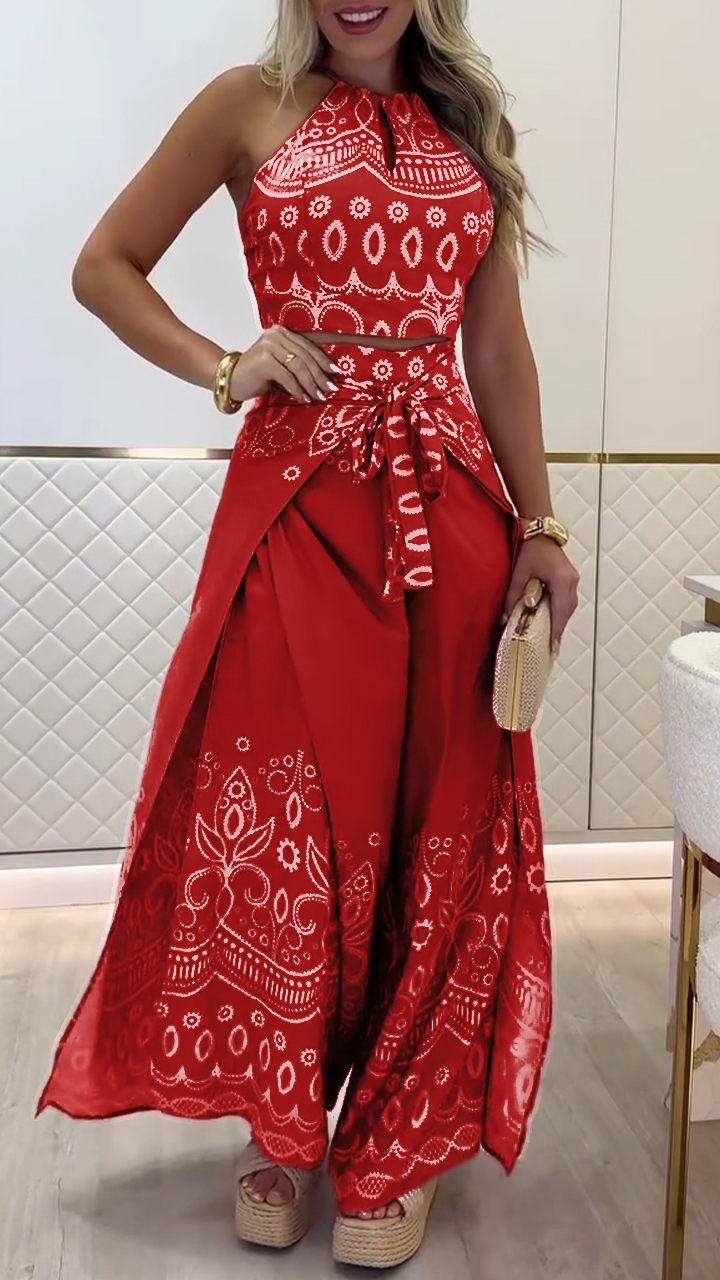 Women's Vintage Printed Holiday Casual Three-Piece Suits