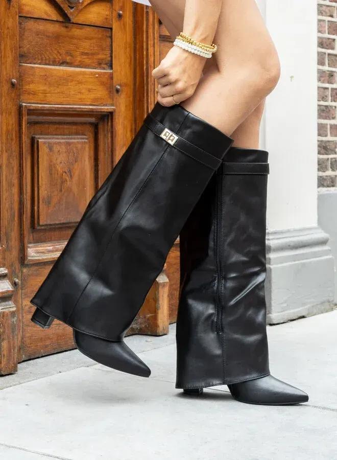 Taupe Faux Suede Slouchy Fold Over Shark Boots