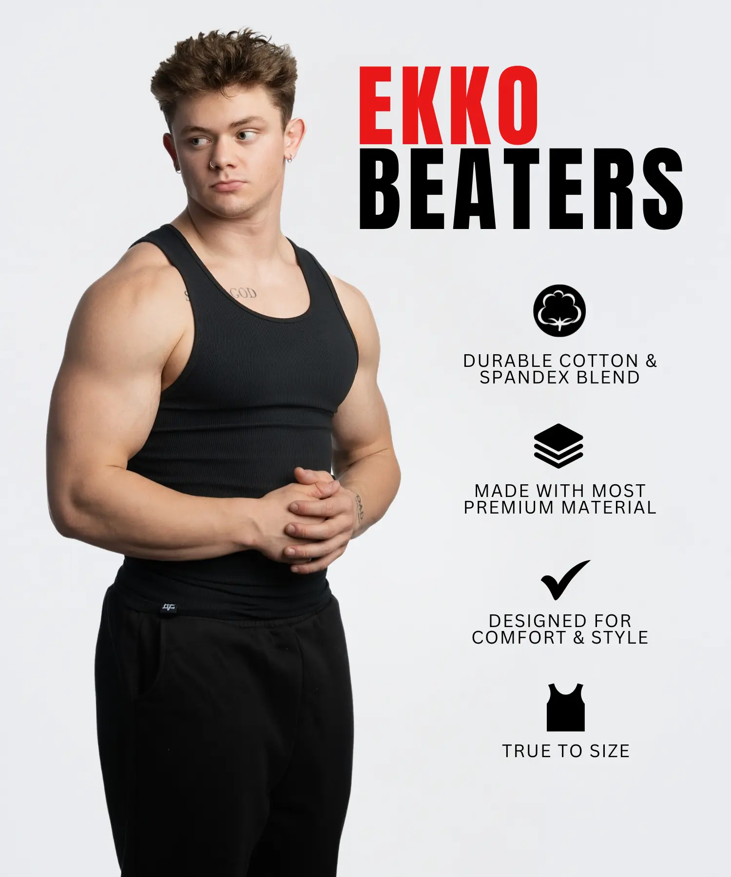 EKKO Beaters Tank Top - True To Size | 370+ GSM | Cotton and Spandex