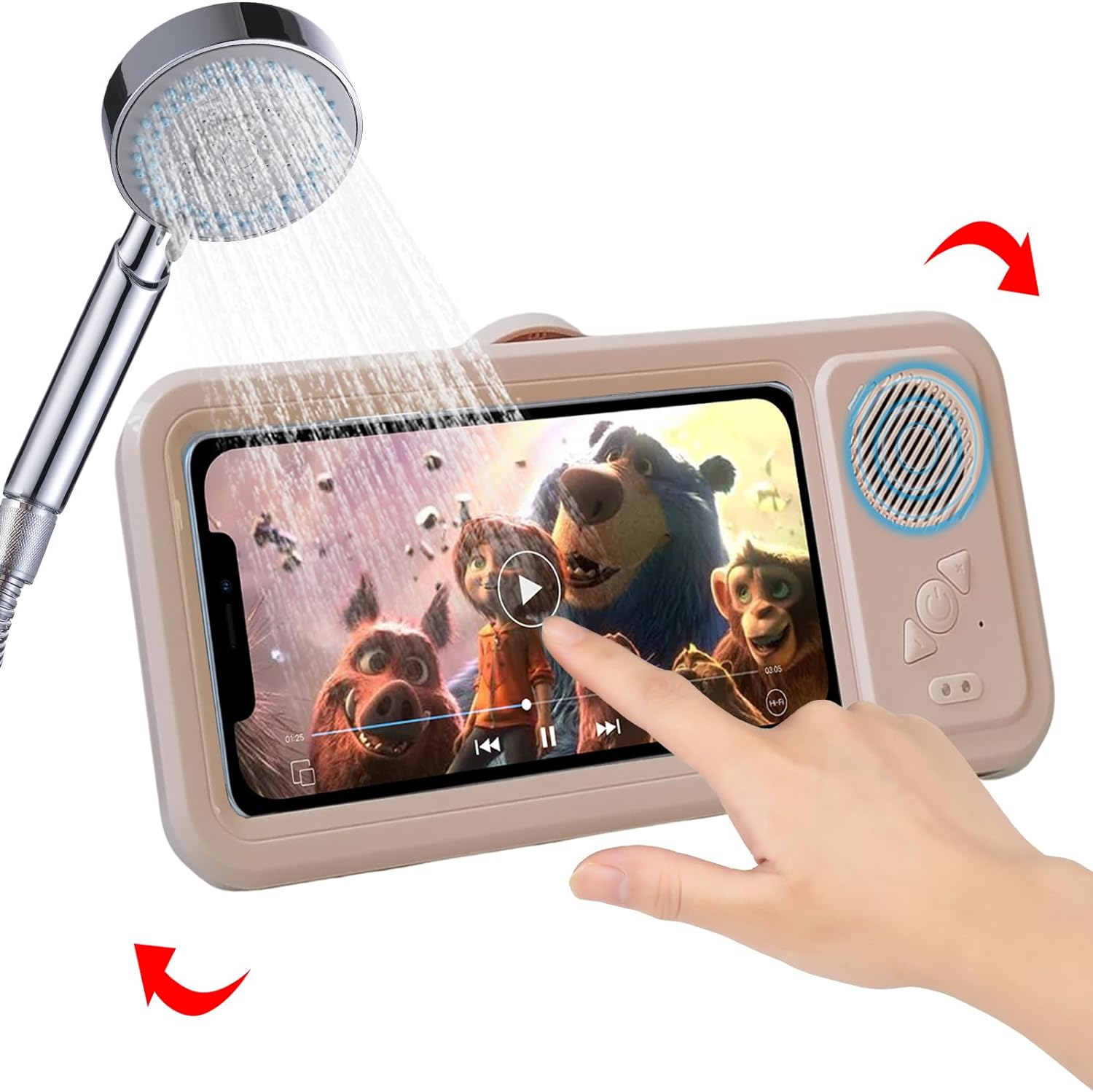 Bluetooth-enabled 360-degree waterproof bathroom phone case