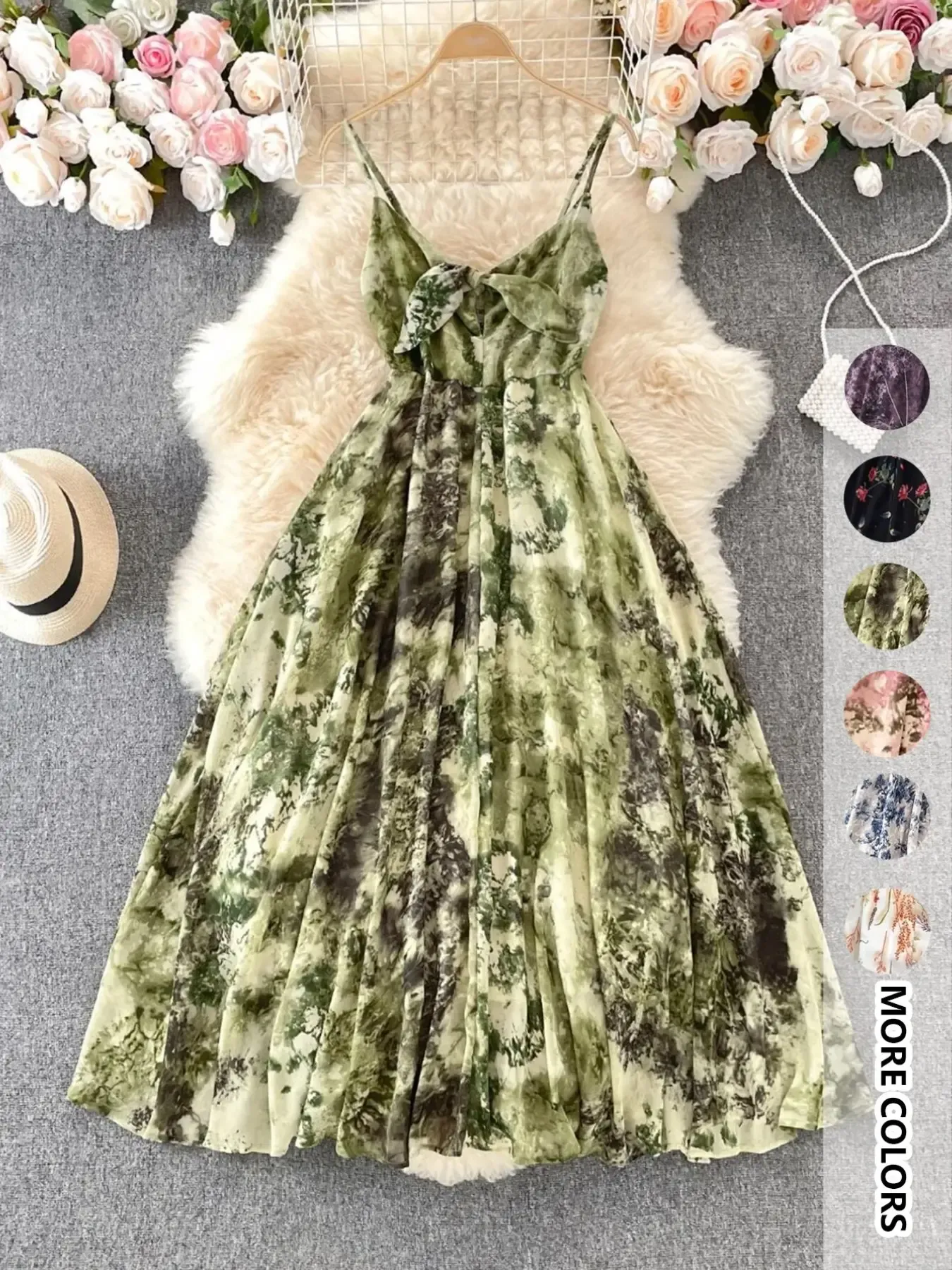 Women's Boho Floral-Print Cami Dress, Fashion Casual A-Line Dress for Beach Holiday Vacation, Perfect for Summer