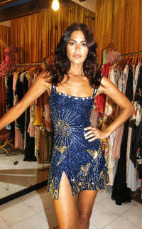 Arina Rhinestone Celestial Mini Dress