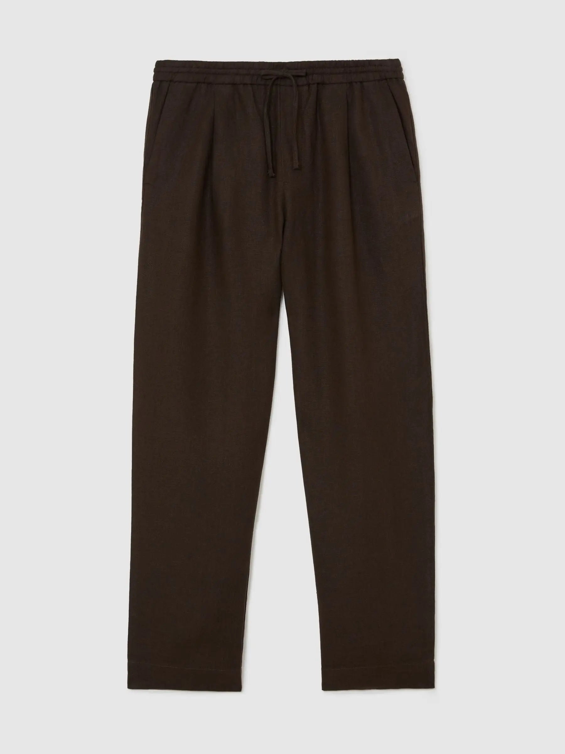100% Linen Relaxed-Fit Drawstring Trousers