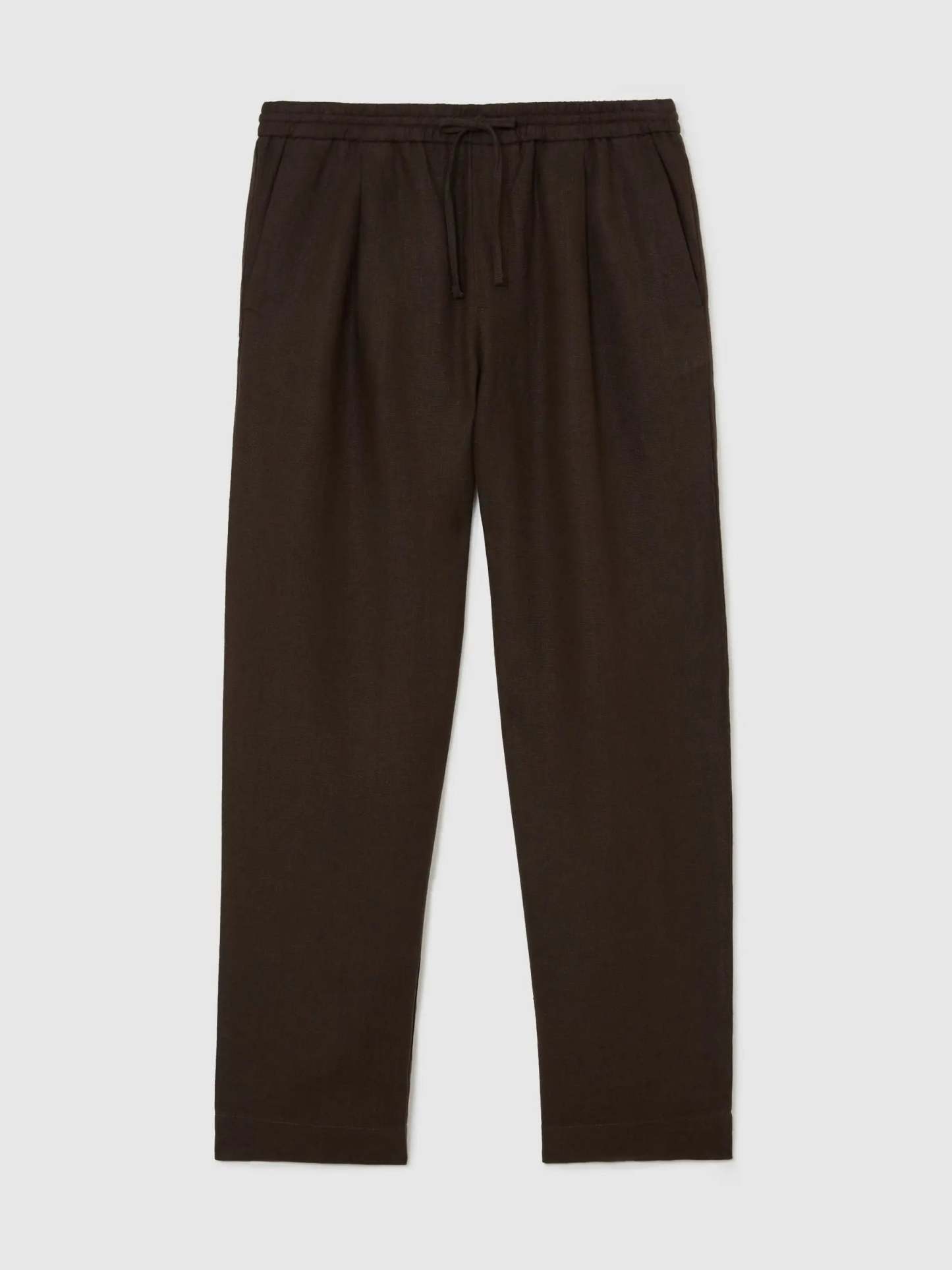 100% Linen Relaxed-Fit Drawstring Trousers