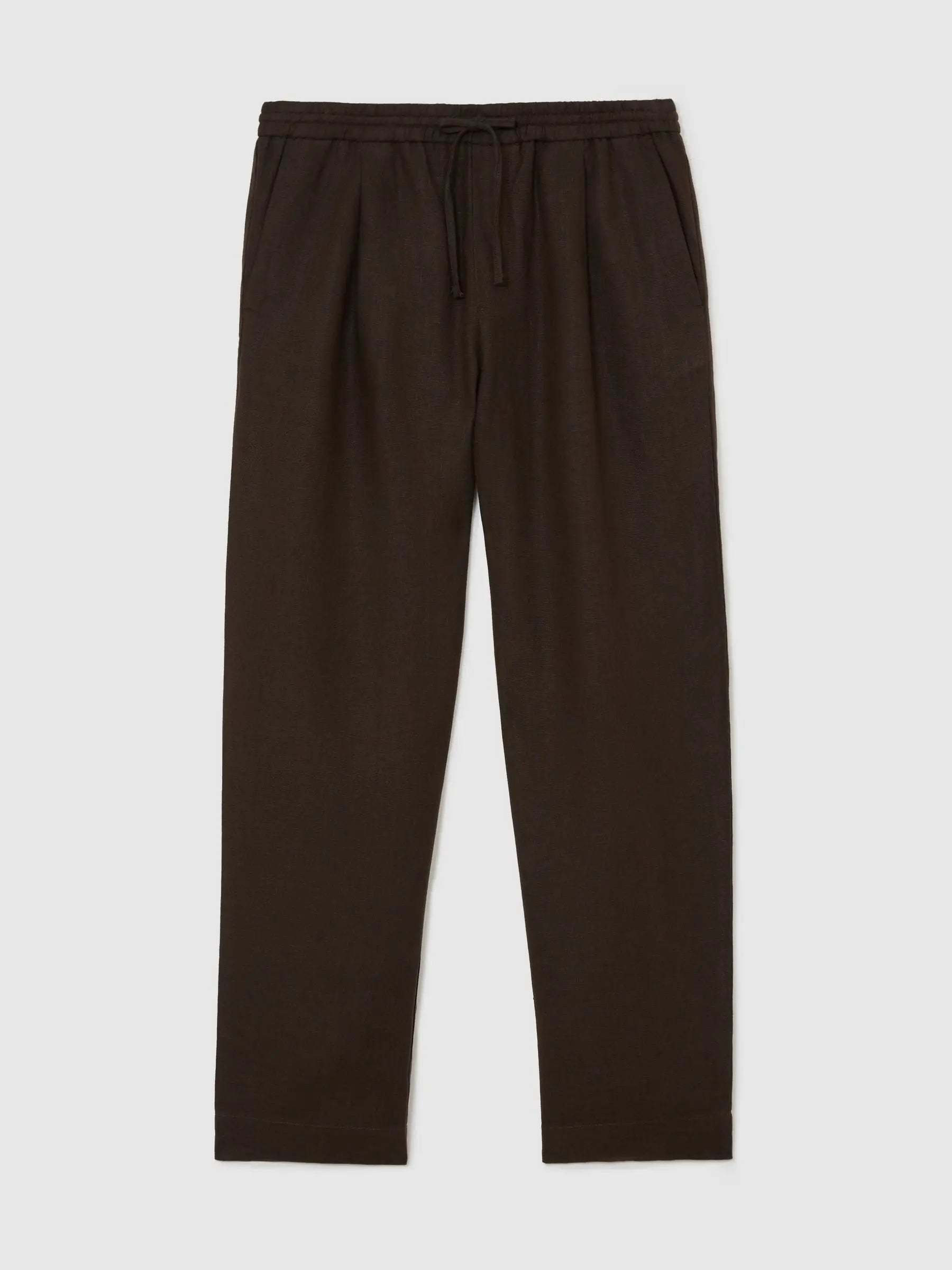 100% Linen Relaxed-Fit Drawstring Trousers