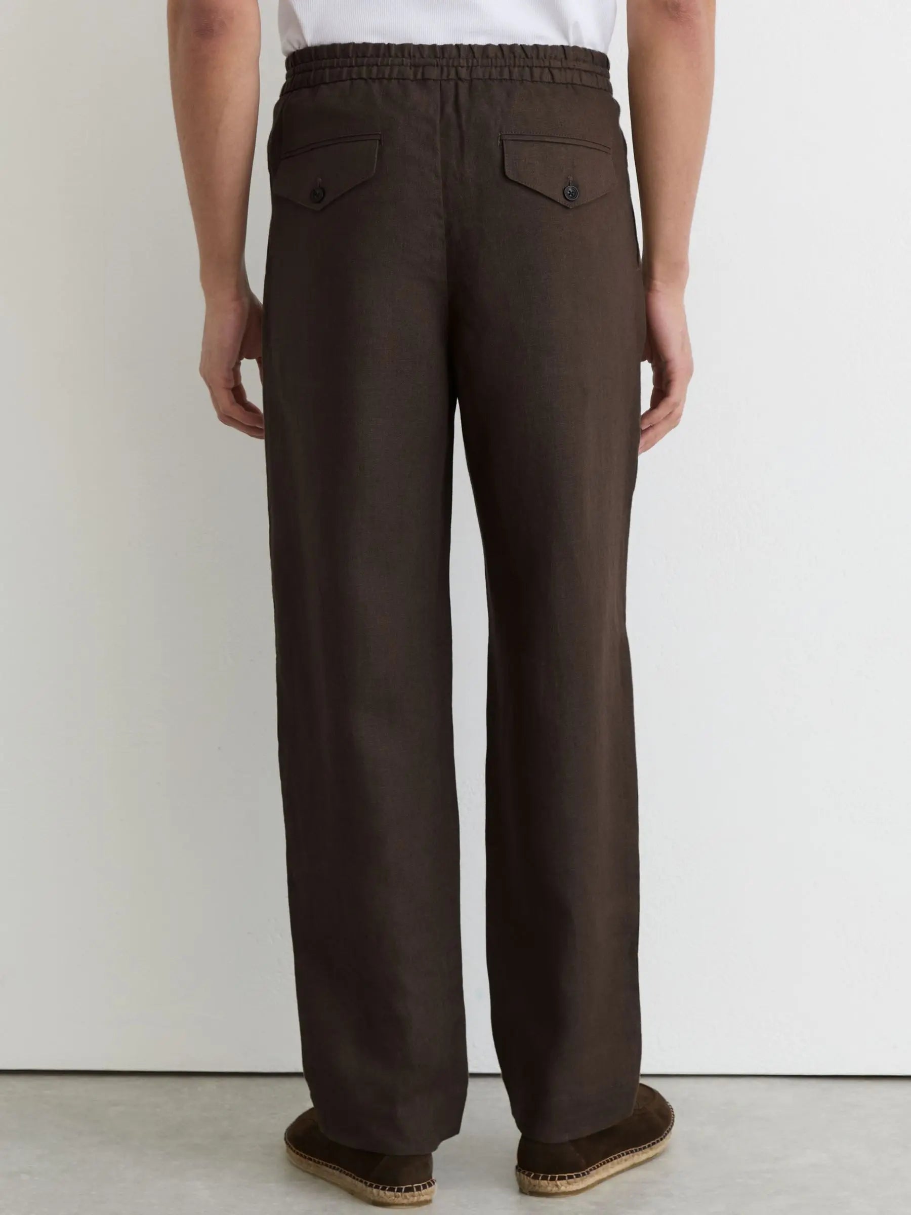100% Linen Relaxed-Fit Drawstring Trousers