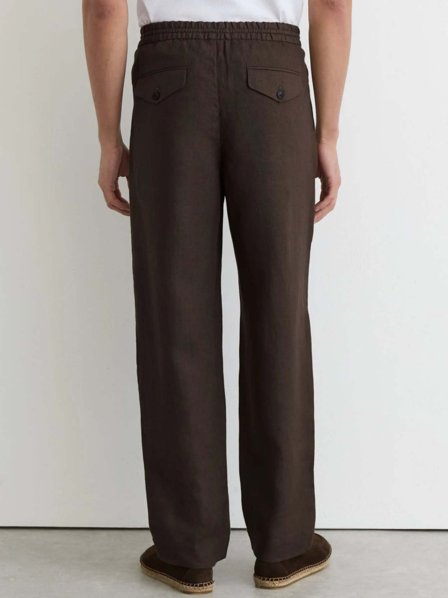 100% Linen Relaxed-Fit Drawstring Trousers