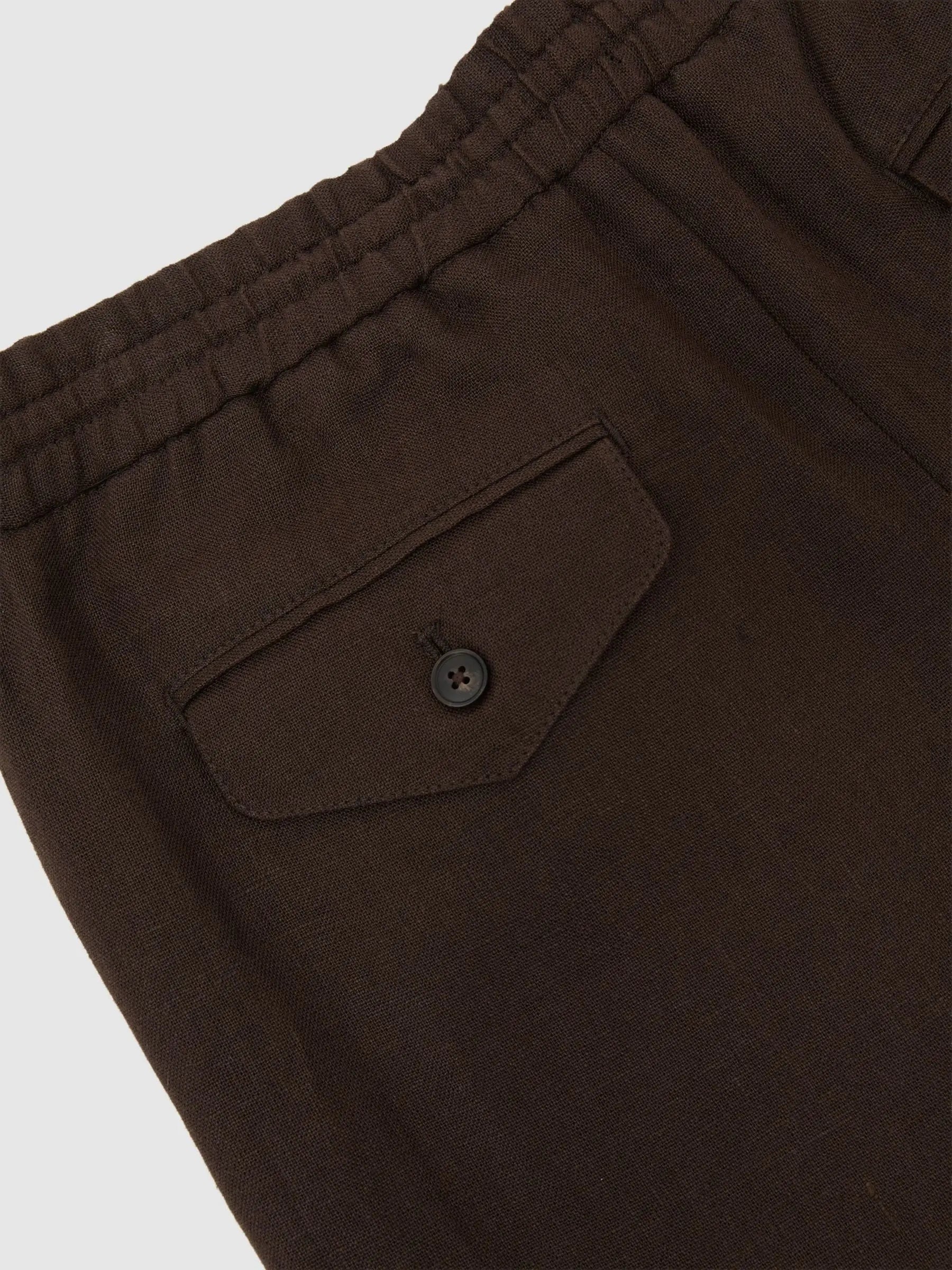 100% Linen Relaxed-Fit Drawstring Trousers