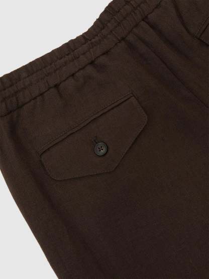 100% Linen Relaxed-Fit Drawstring Trousers