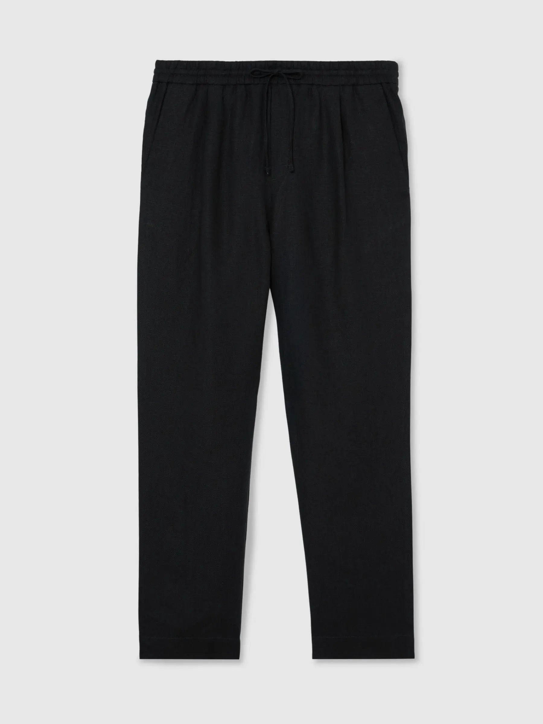 100% Linen Relaxed-Fit Drawstring Trousers