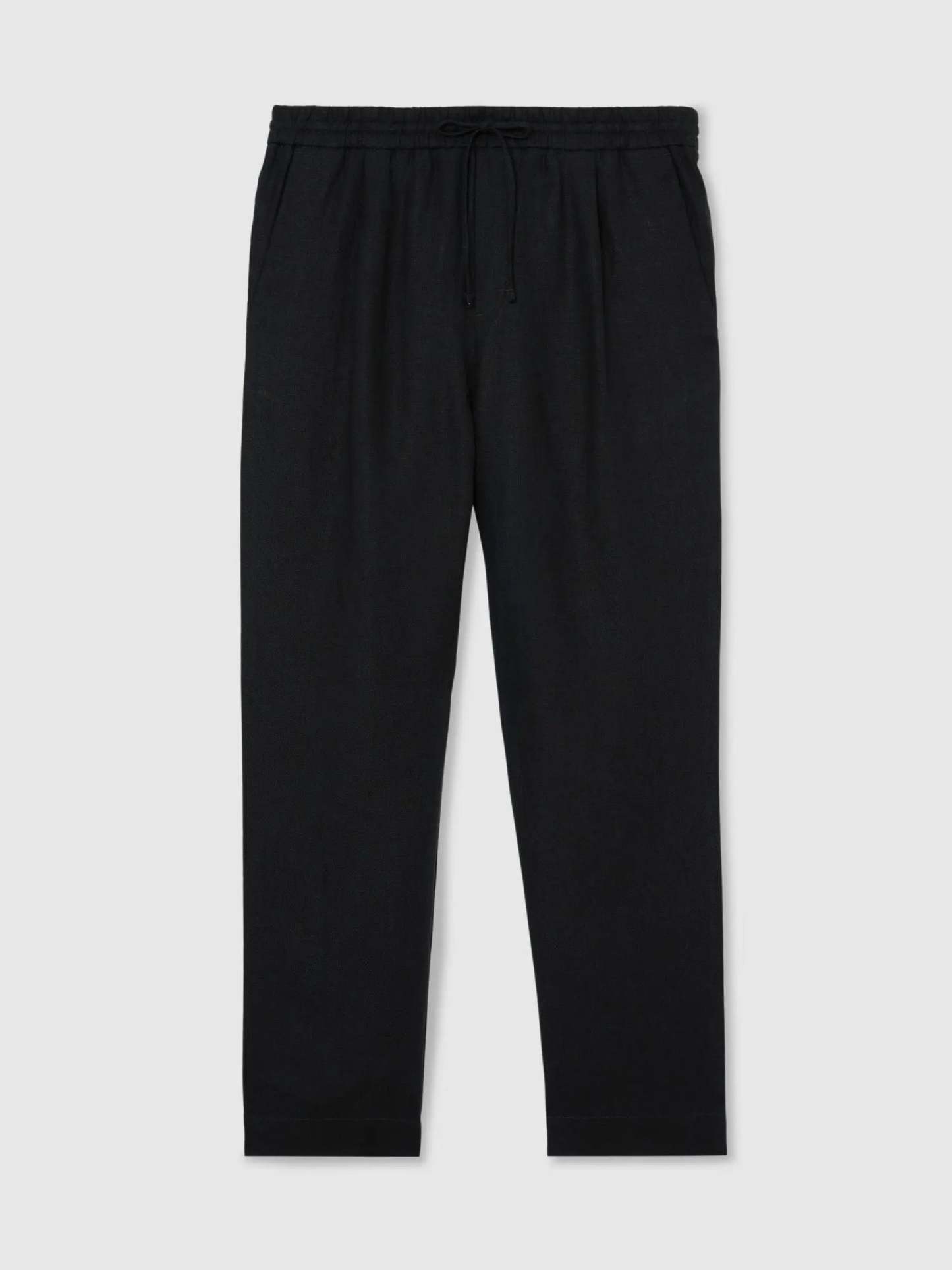 100% Linen Relaxed-Fit Drawstring Trousers