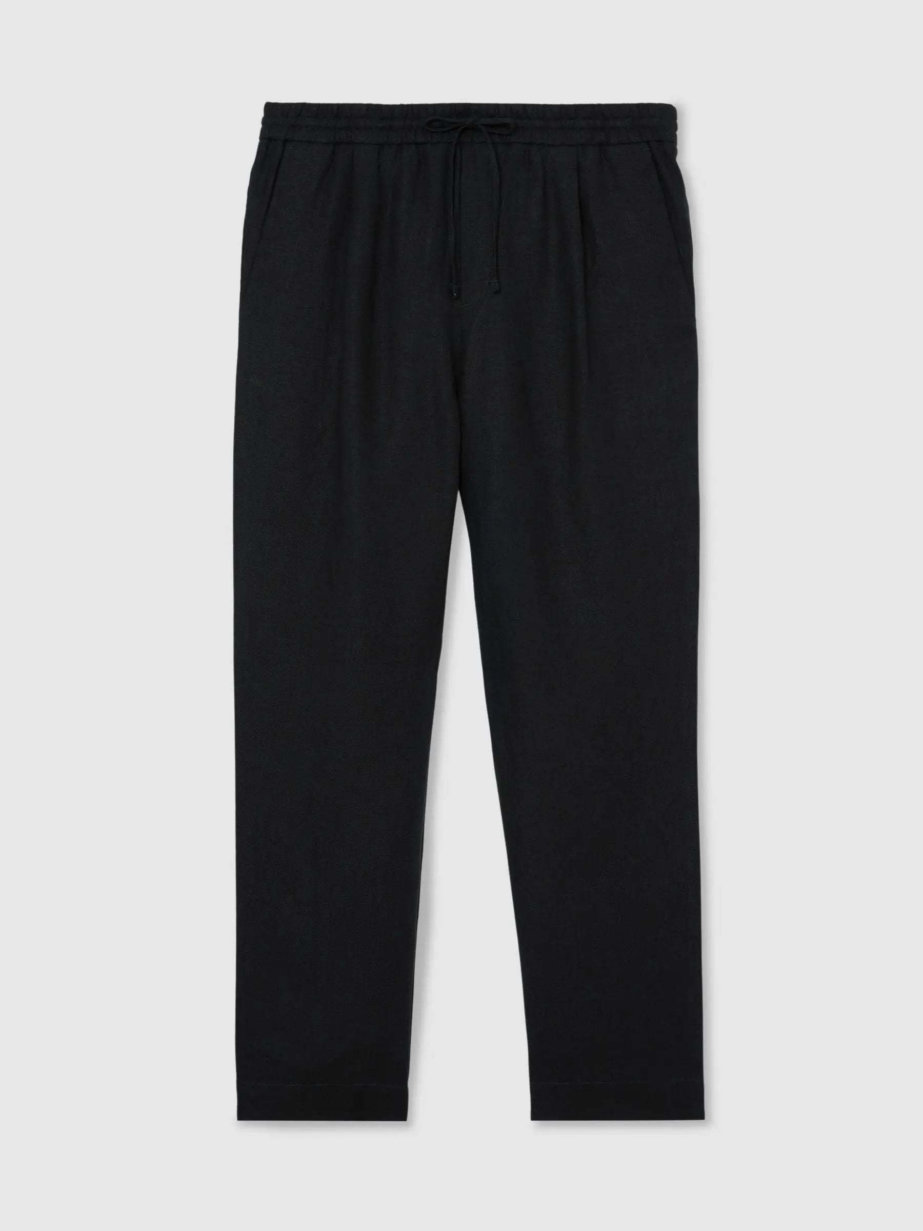 100% Linen Relaxed-Fit Drawstring Trousers