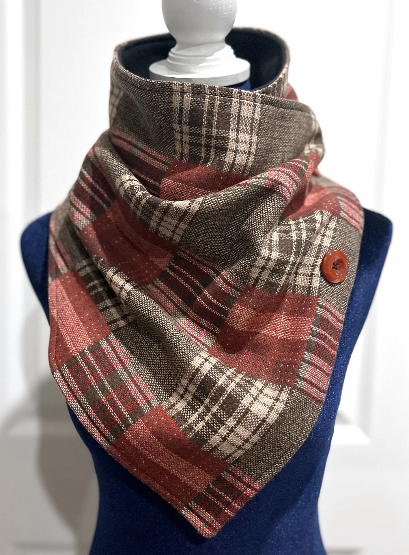 Plaid Western Warm Neck Hood