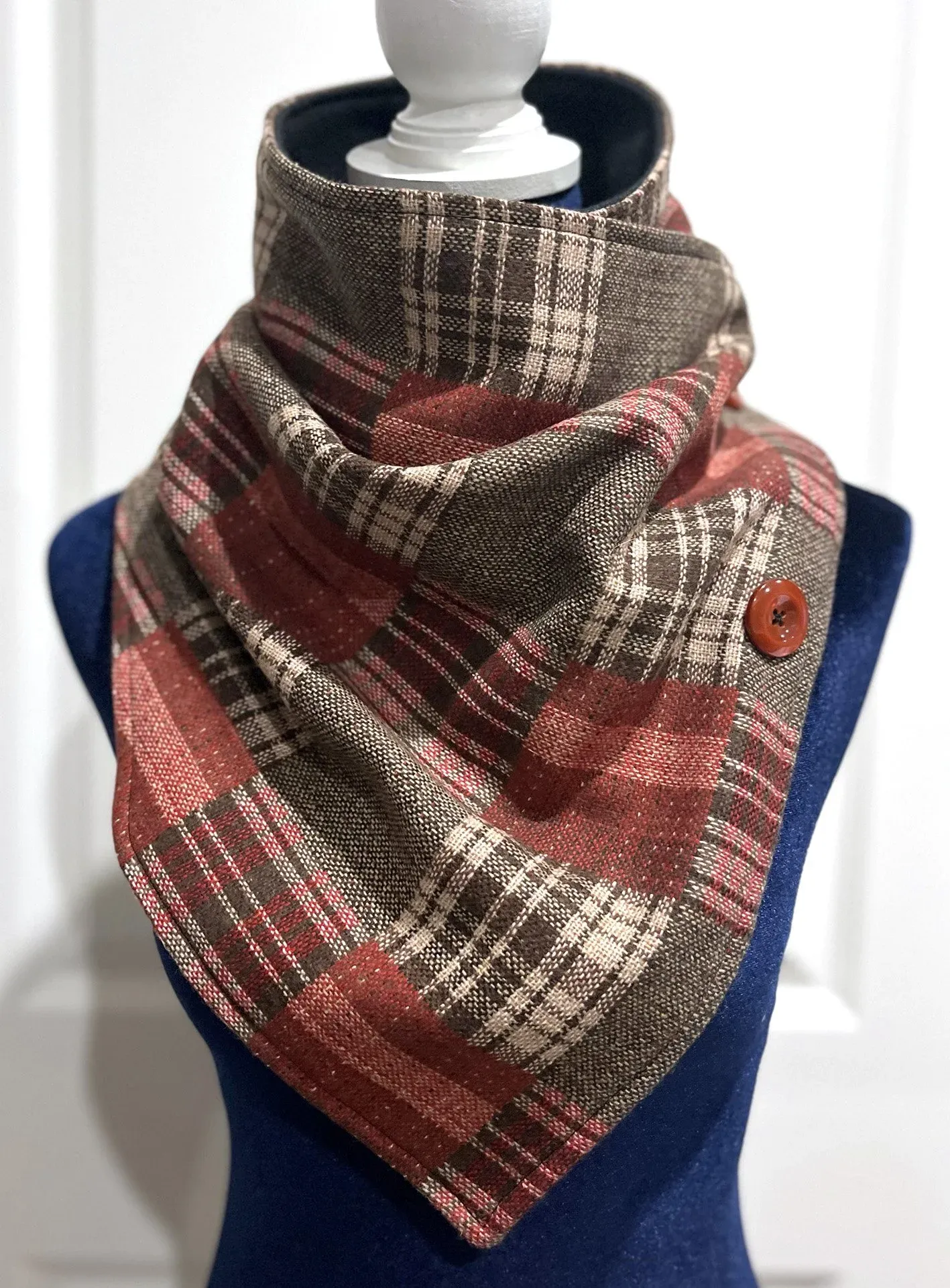 Plaid Western Warm Neck Hood