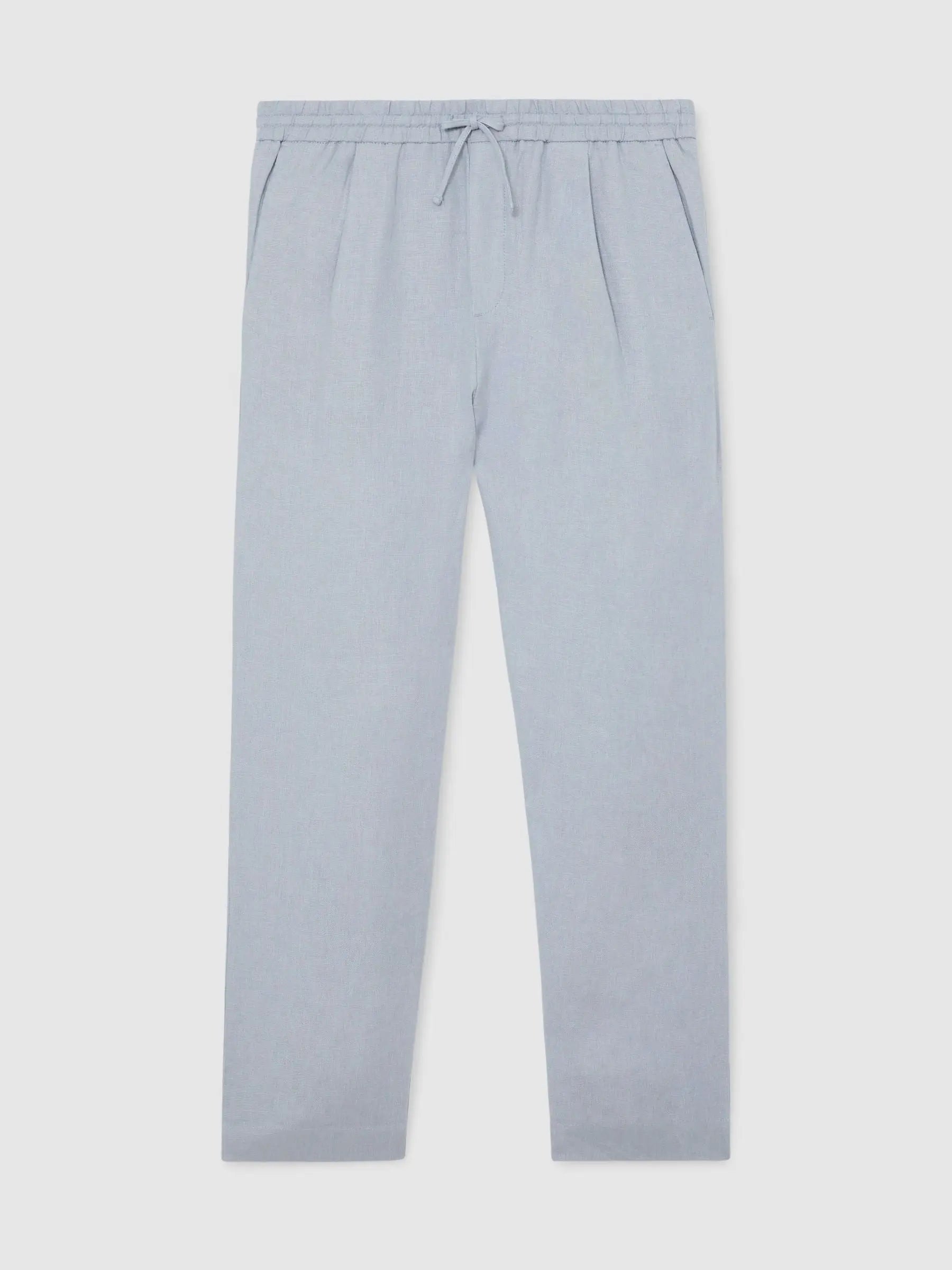 100% Linen Relaxed-Fit Drawstring Trousers