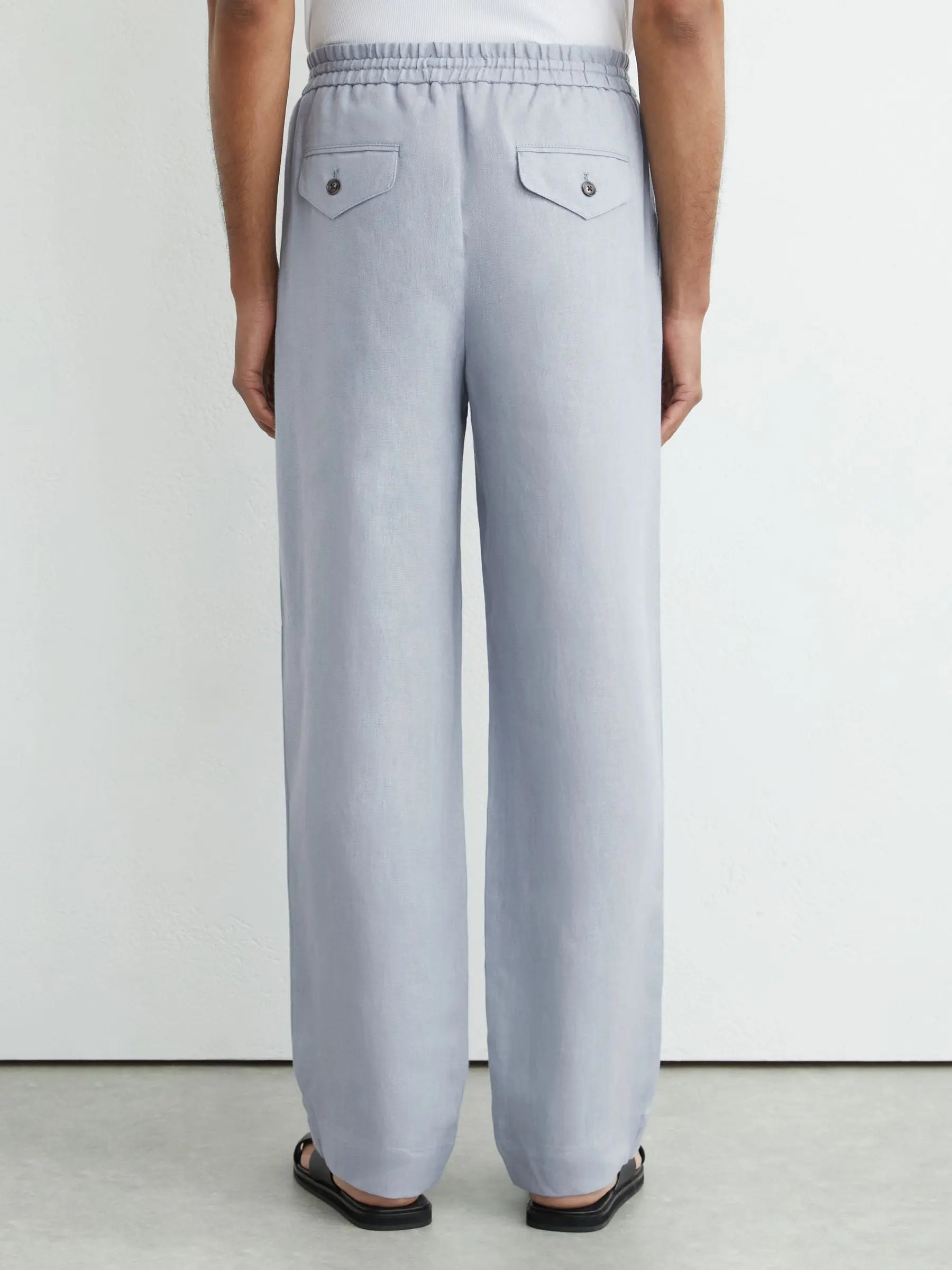 100% Linen Relaxed-Fit Drawstring Trousers