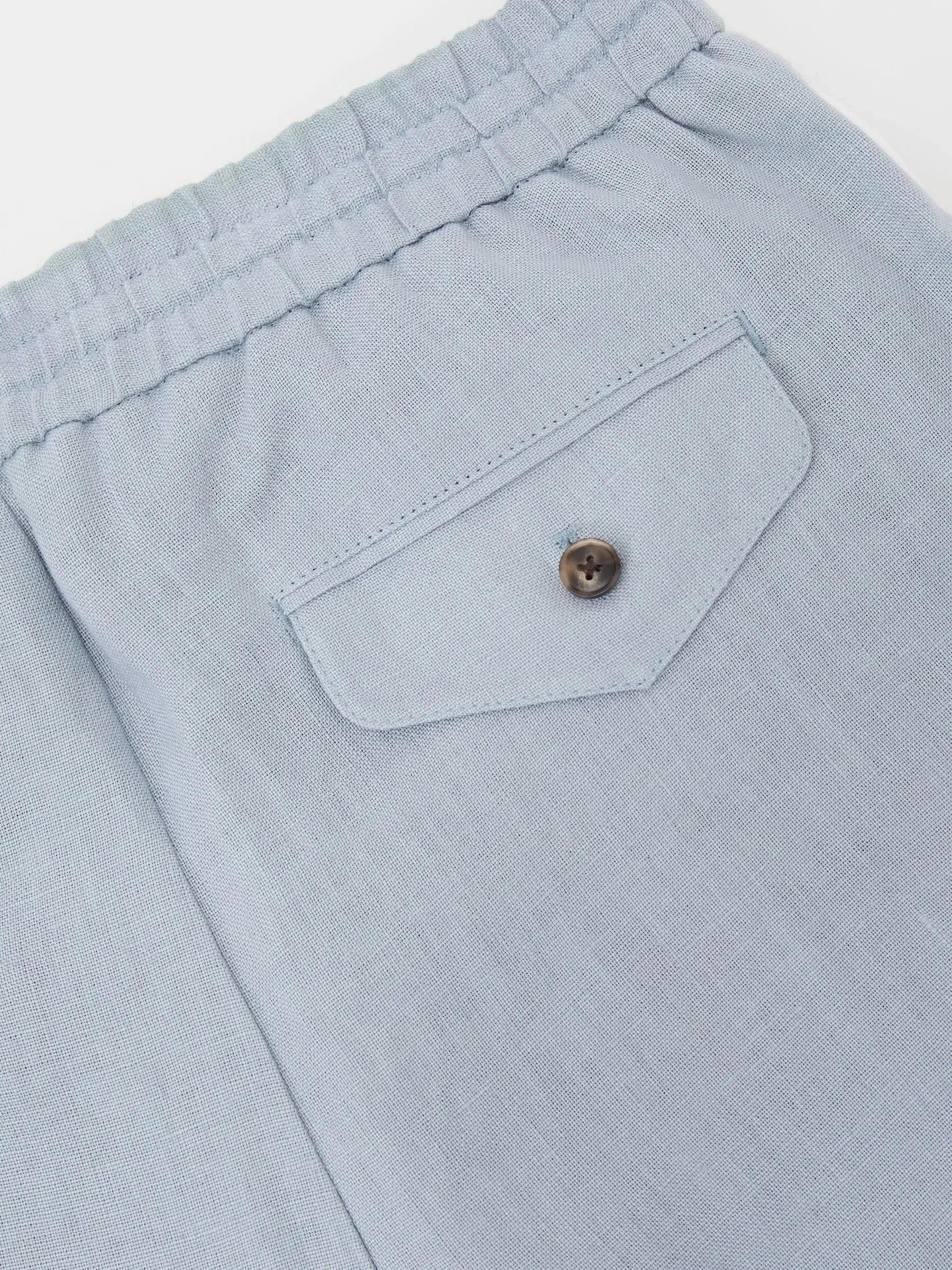 100% Linen Relaxed-Fit Drawstring Trousers