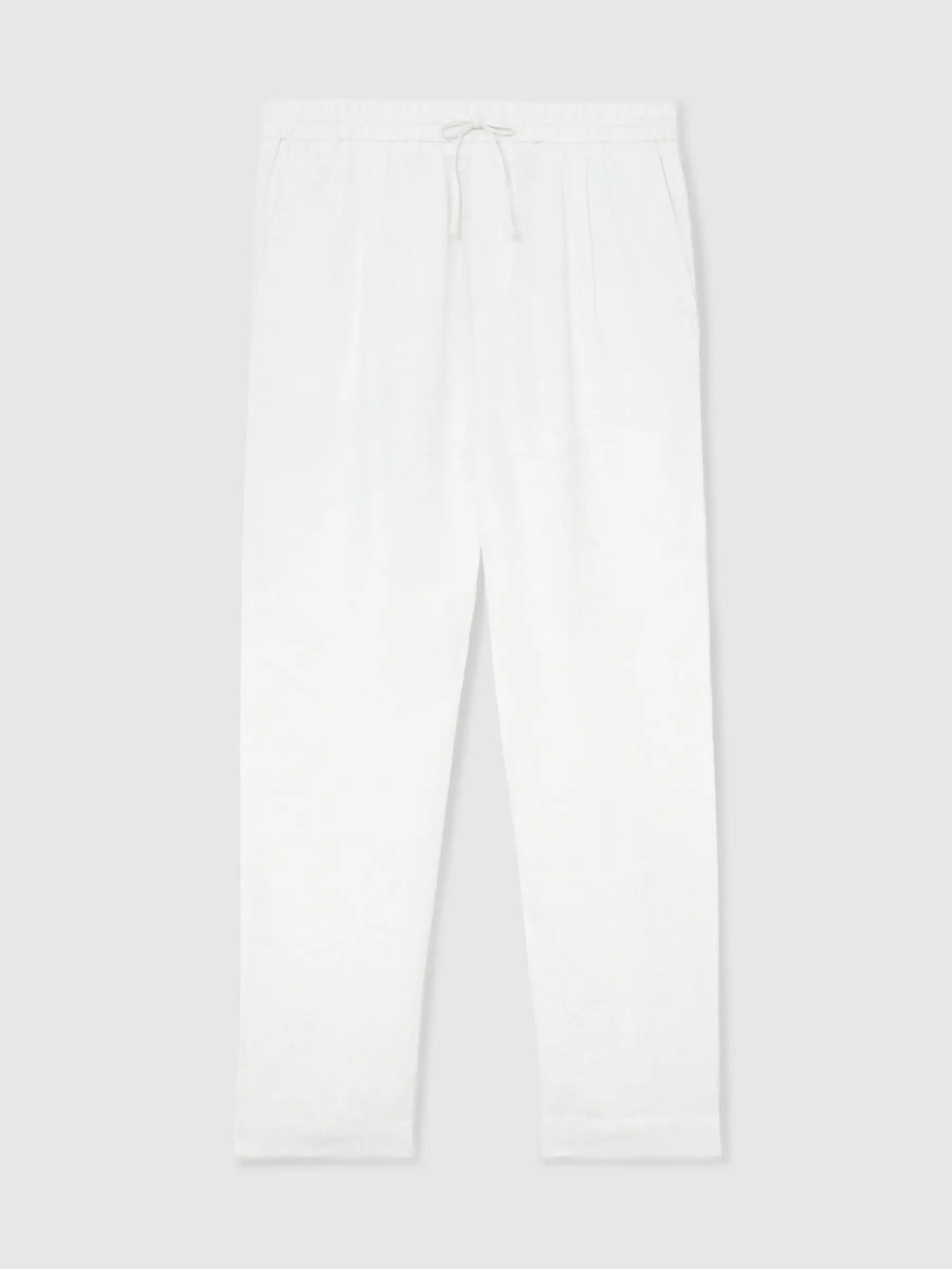 100% Linen Relaxed-Fit Drawstring Trousers